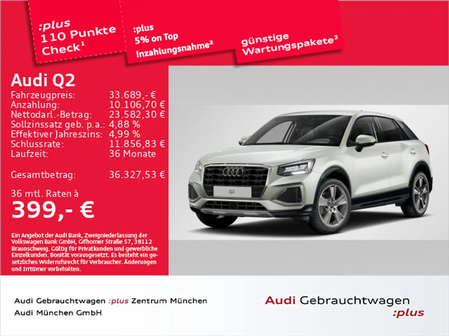 Audi Q2 35 TDI S tronic advanced AHK/Navi+/Kamera Silber - 1