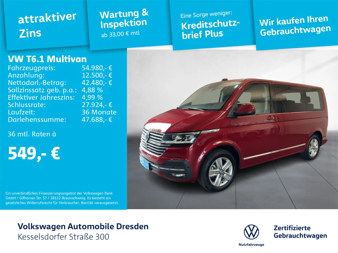 Volkswagen T6.1 Multivan Comfortline Rojo - 1
