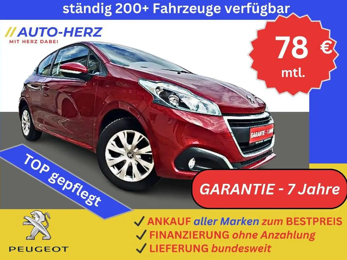 Peugeot 208 Klima+PDC+Navi+Tempomat+LED-T+Freisprech Rot - 1
