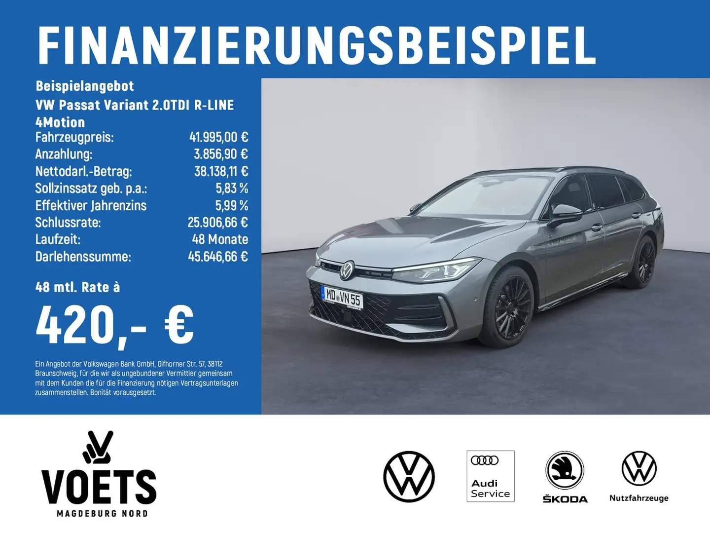 Volkswagen Passat Variant 2.0TDI R-LINE 4Motion AHK+Pano Grau - 2