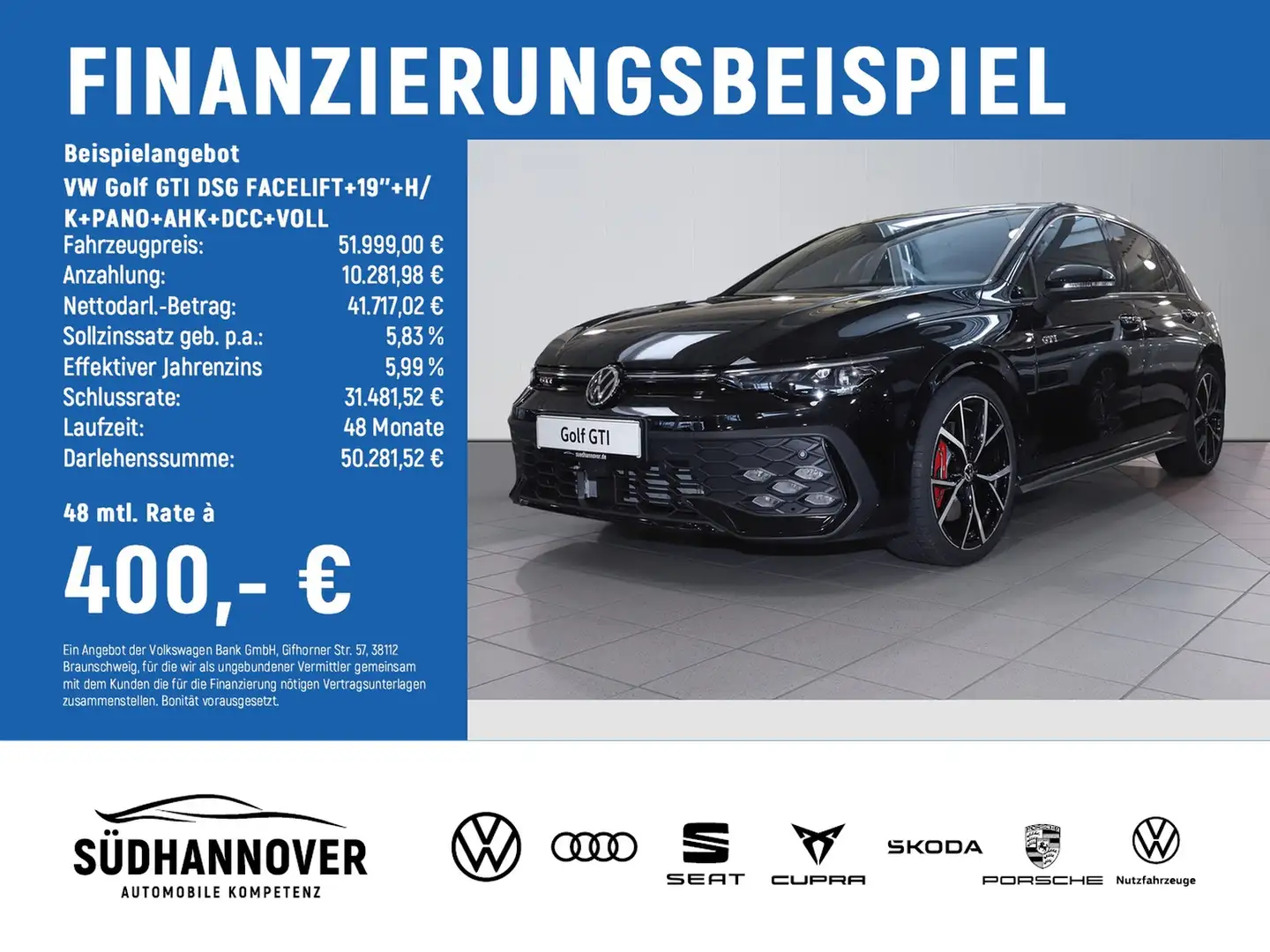 Volkswagen Golf GTI DSG FACELIFT+19''+H/K+PANO+AHK+DCC+VOLL Schwarz - 2