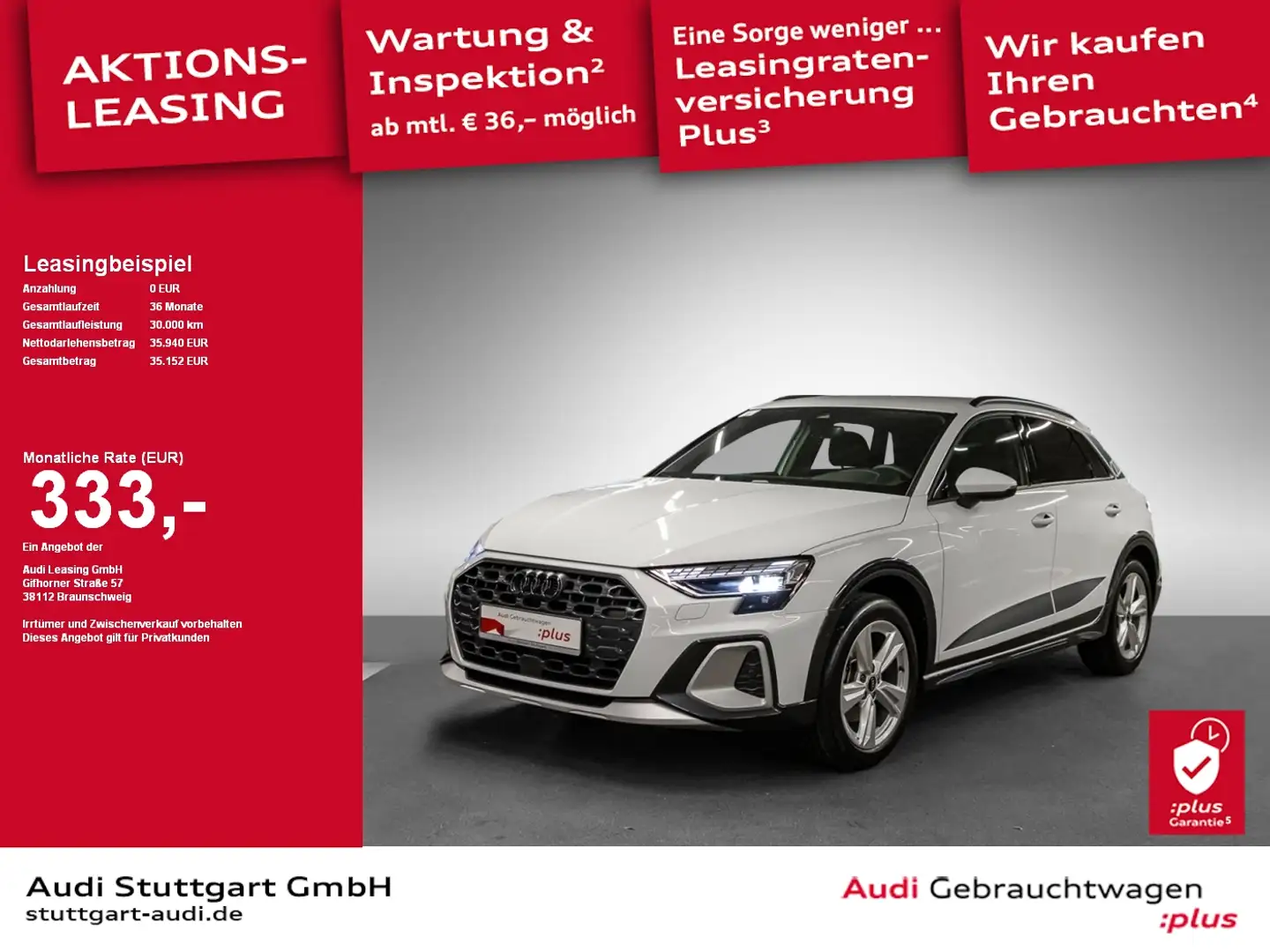 Audi A3 allstreet 35 TFSI Schaltgetriebe AHK SHZ PDC Weiß - 1