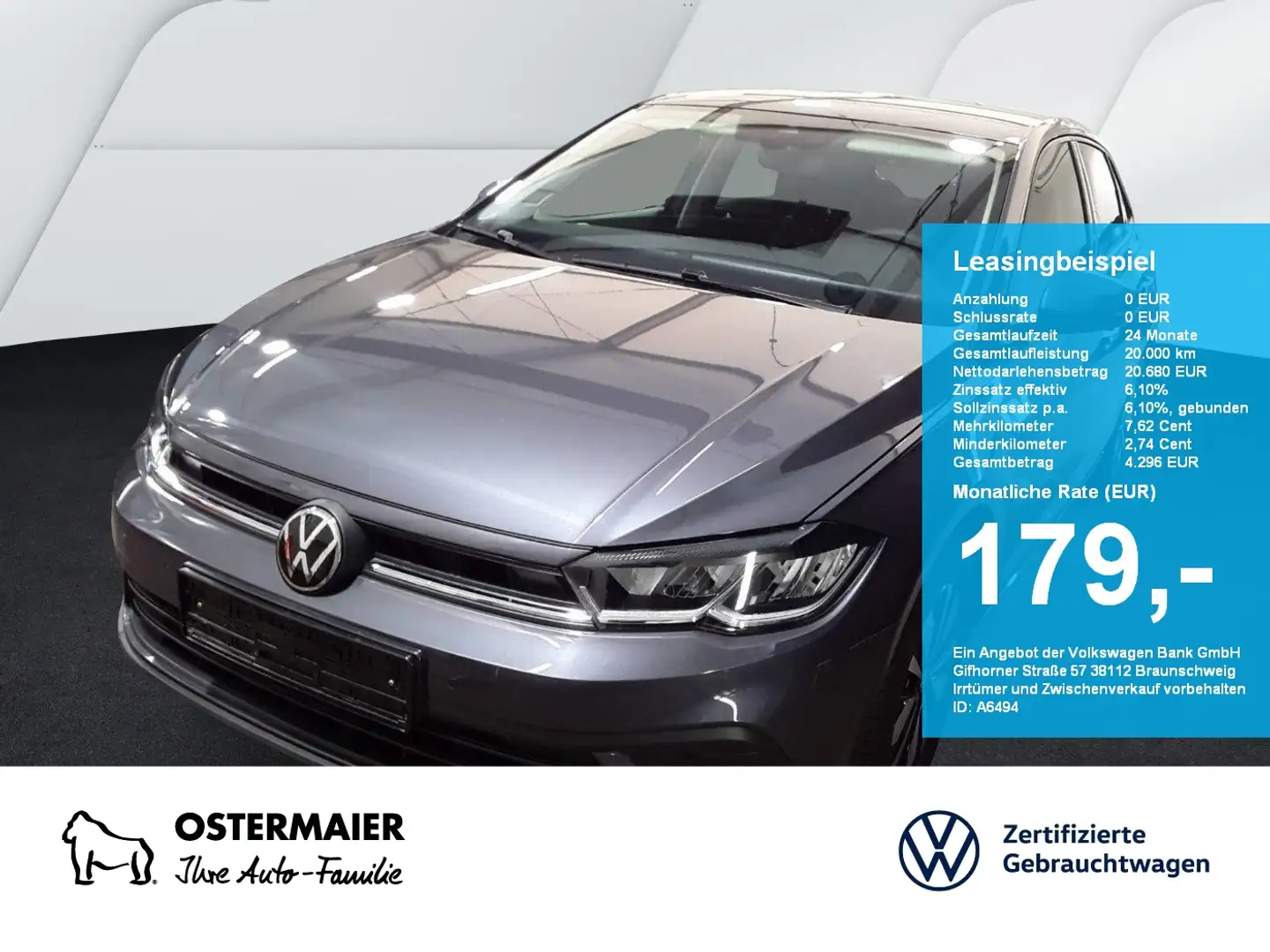 Volkswagen Polo MOVE 1.0TSI 95PS ACC.AHK.NAVI+VC.2xPDC.LED.APP-C.S Gris - 1