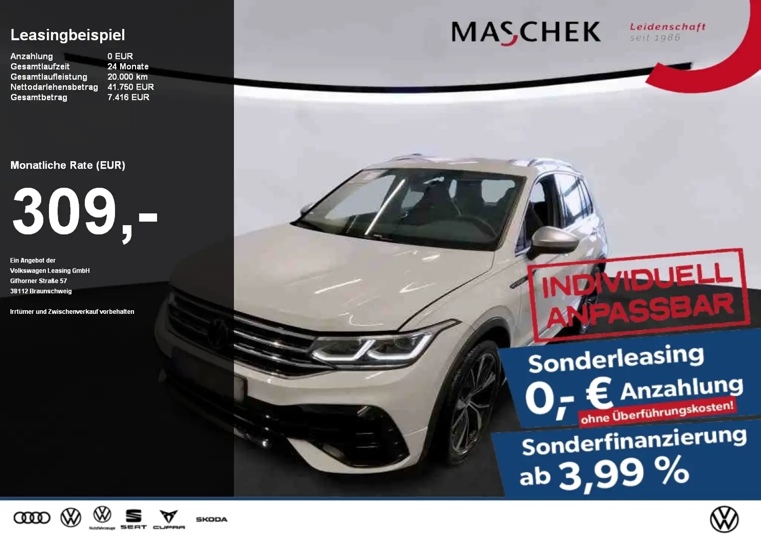 Volkswagen Tiguan R *Sonderleasing* AHK Navi elektr. Heckklappe AHK Weiß - 1