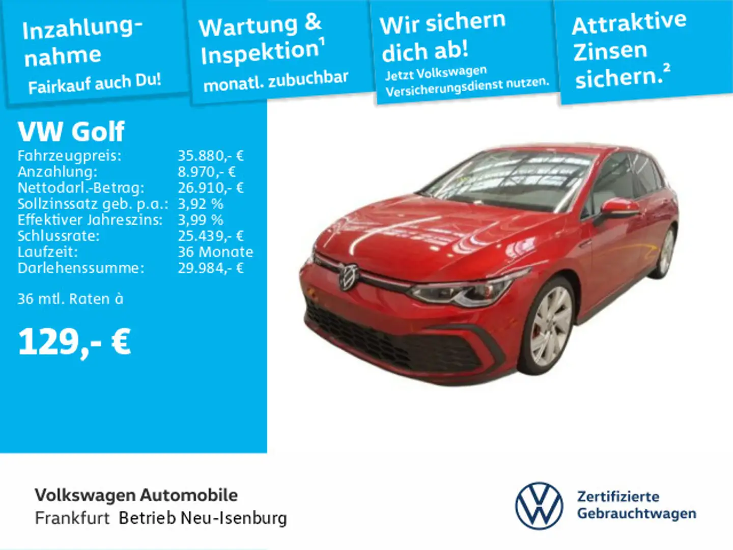 Volkswagen Golf VIII 2.0 TSI DSG GTI Navi IQ.Light DCC DAB+ FrontA Rot - 1