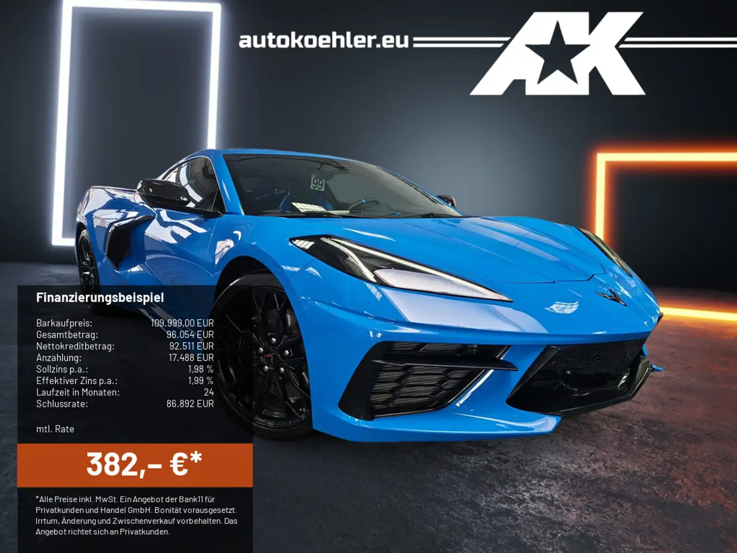 Corvette C8 Coupe 3LT, Lift, Competition Voll LED 360° Blau - 1