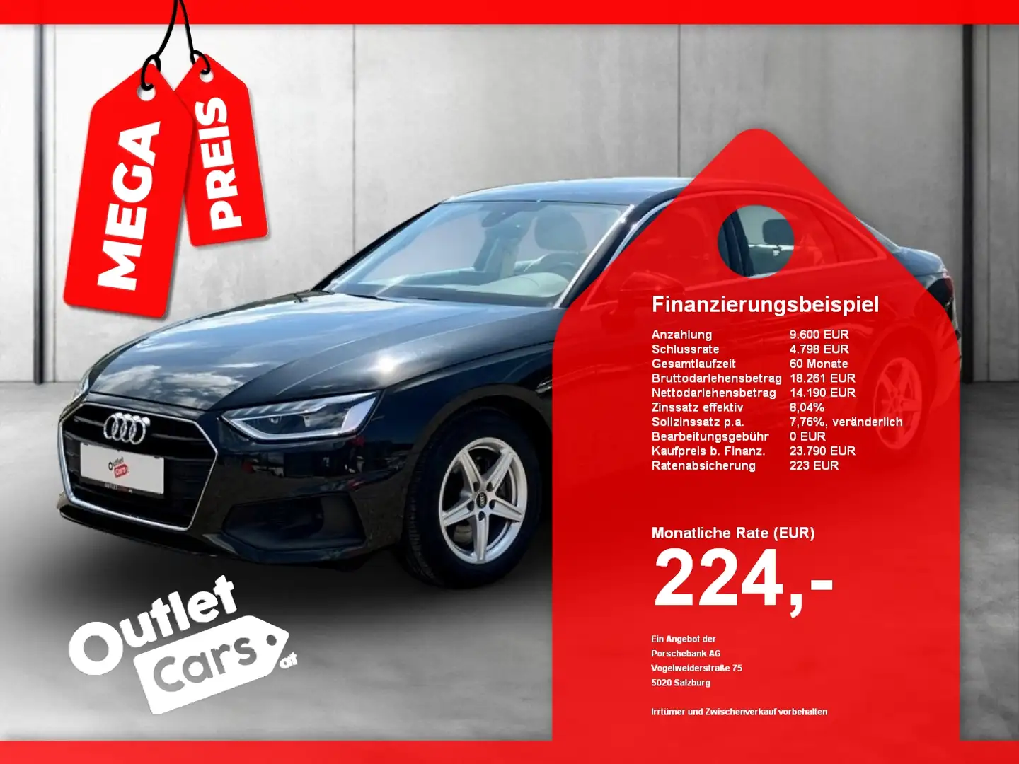 Audi A4 30 2.0 TDI LED+LEDER+NAVI+Sportp.+Virtual+LM Schwarz - 1
