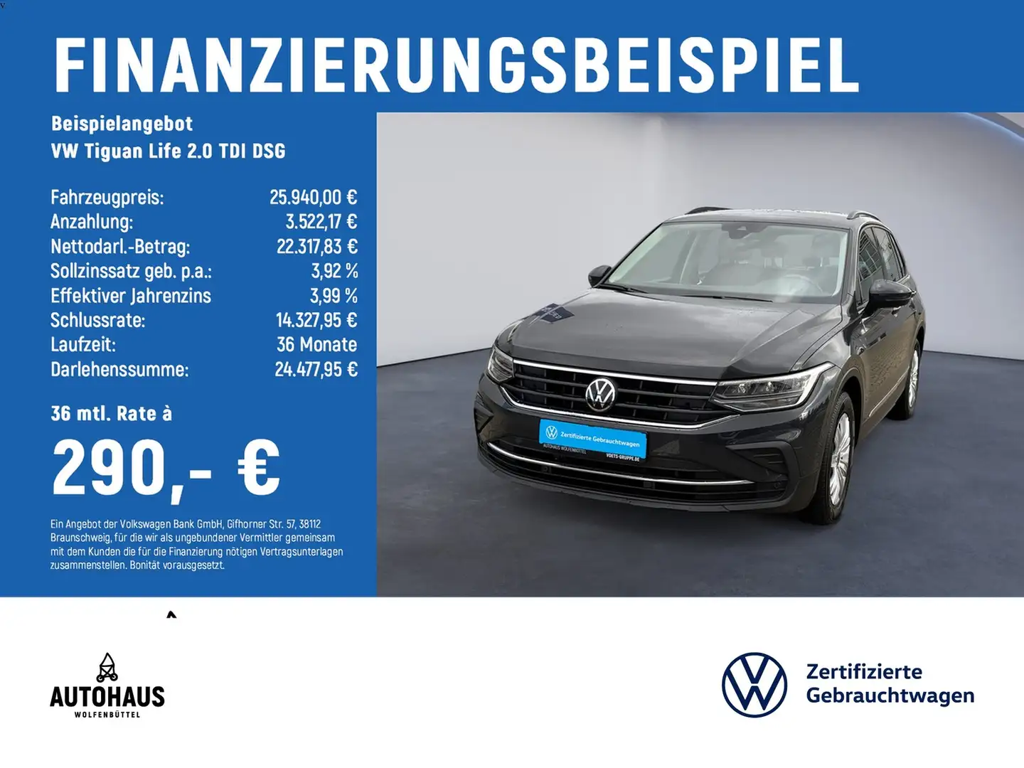 Volkswagen Tiguan Life 2.0 TDI DSG ACC APP NAV PDC SHZ Grau - 2