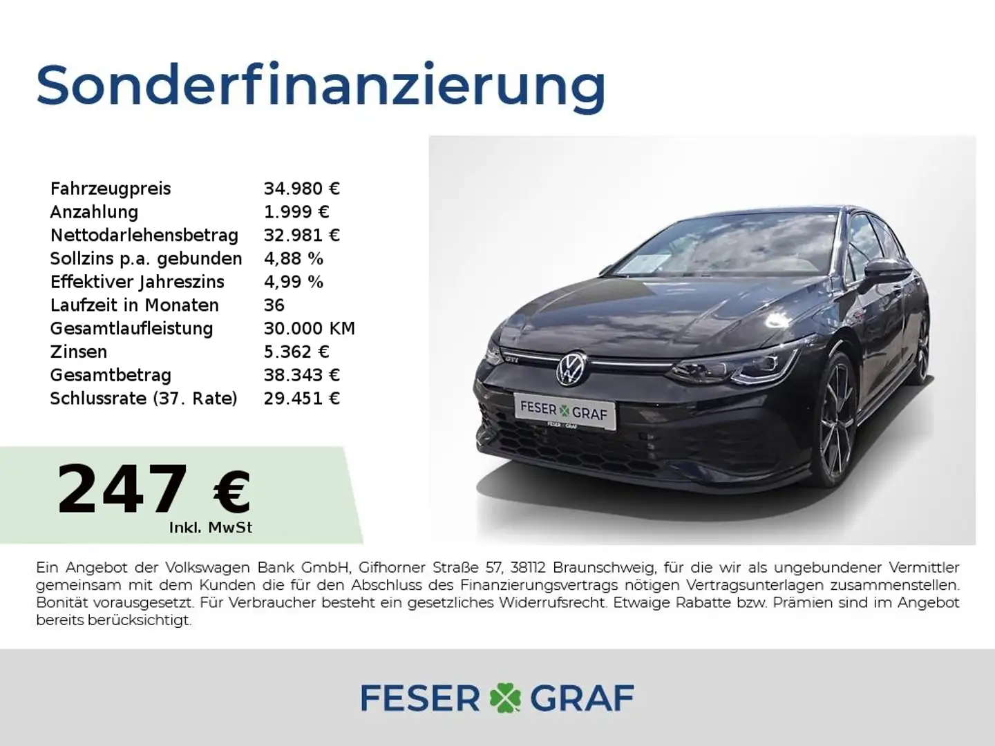 Volkswagen Golf VIII GTI Clubsport 2.0 TSI DSG R-Kamera 19" Schwarz - 1