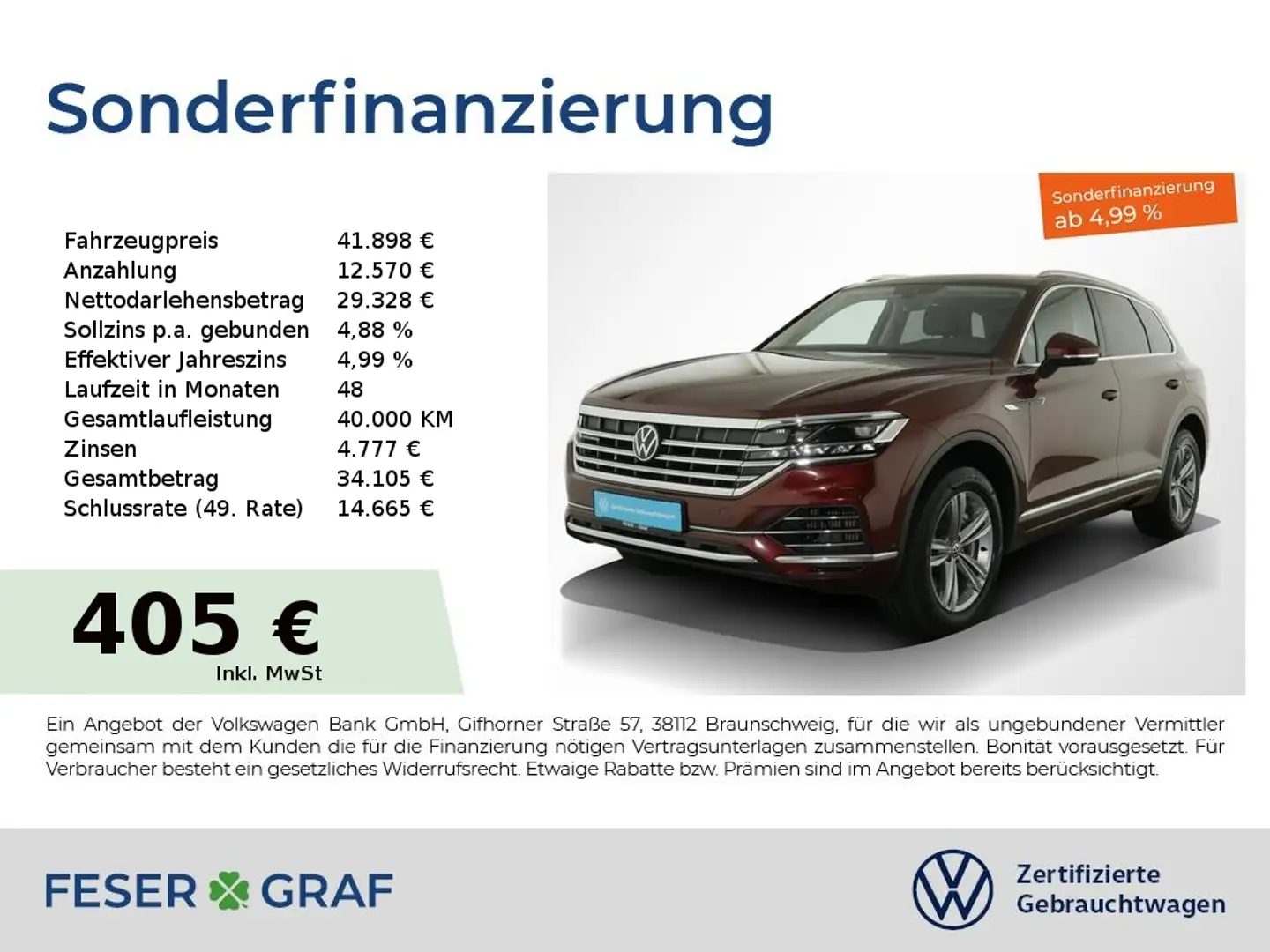 Volkswagen Touareg 3.0 TSI eHybrid Elegance 4M Matrix-LED Roşu - 1