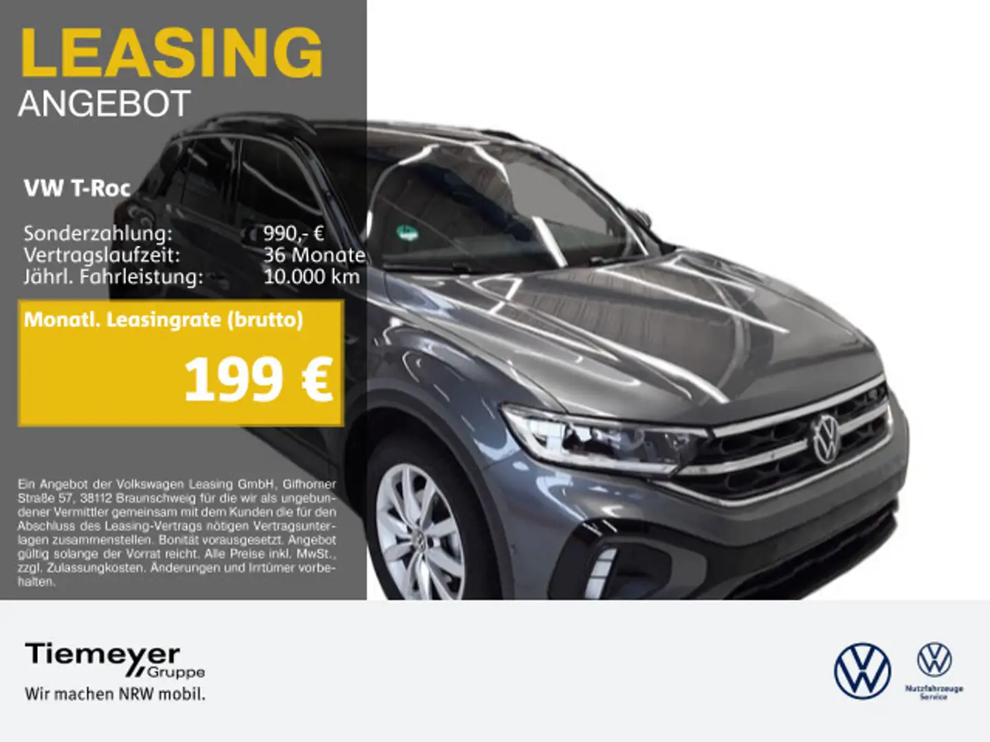 Volkswagen T-Roc 1.5 TSI R-LINE ST.HEIZ AHK KAMERA LED+ Grau - 1