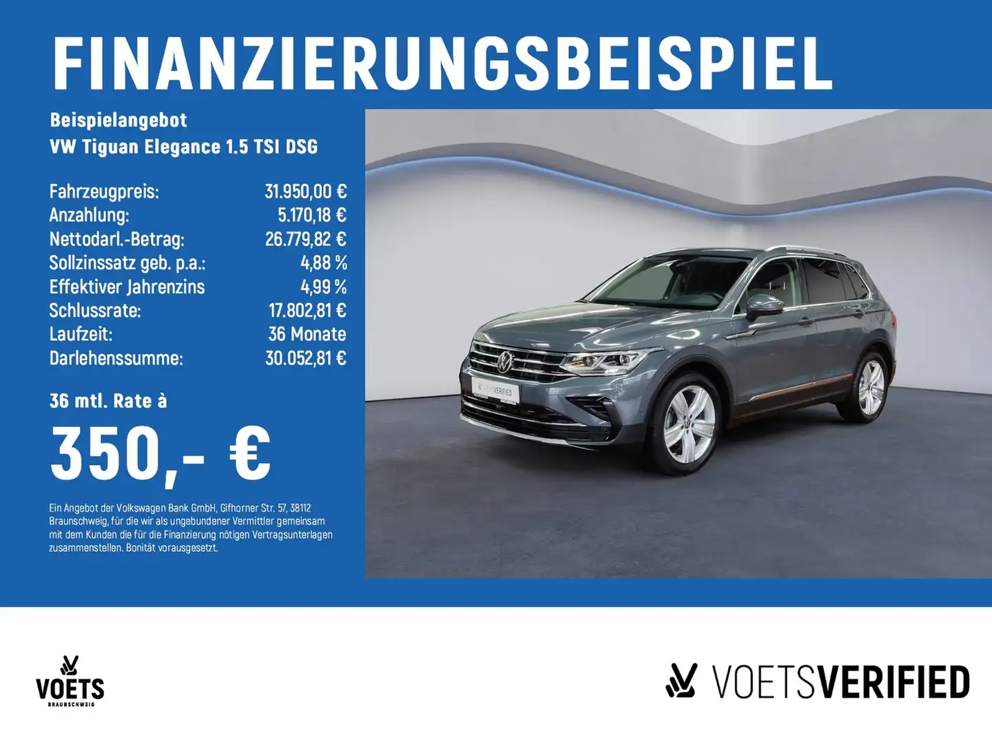 Volkswagen Tiguan Elegance 1.5 TSI DSG PDC+HuD+RearView Grau - 2
