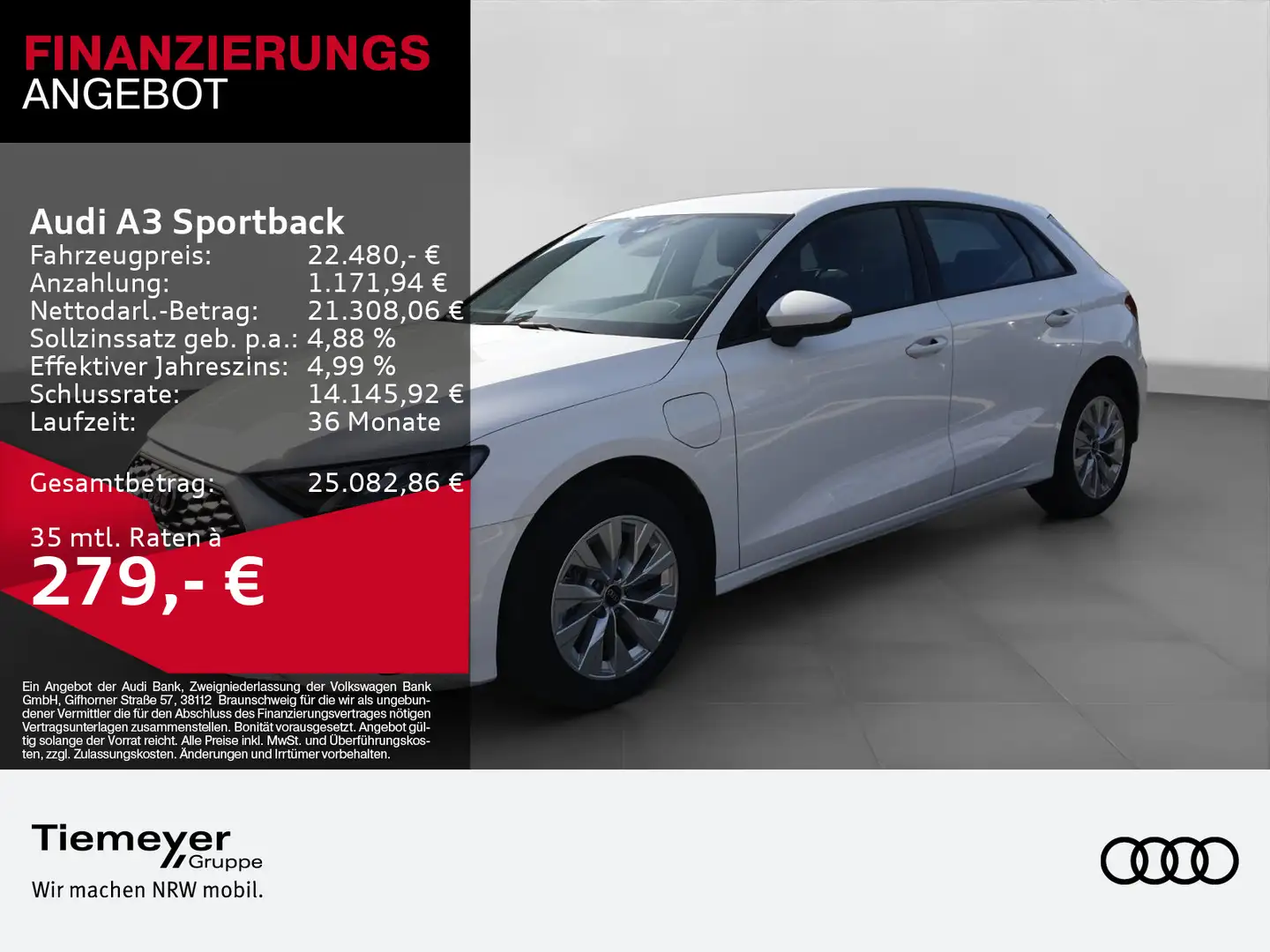 Audi A3 40 TFSIe DAB+ KLIMA LM Weiß - 1