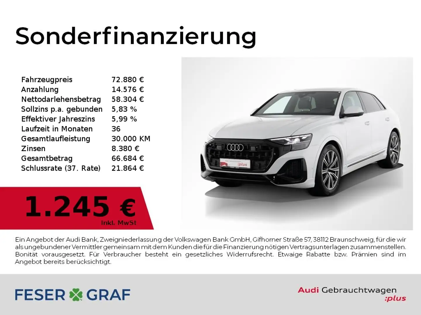 Audi Q8 50 TDI quattro matrix-LED Panorama Luft 21` Weiß - 1