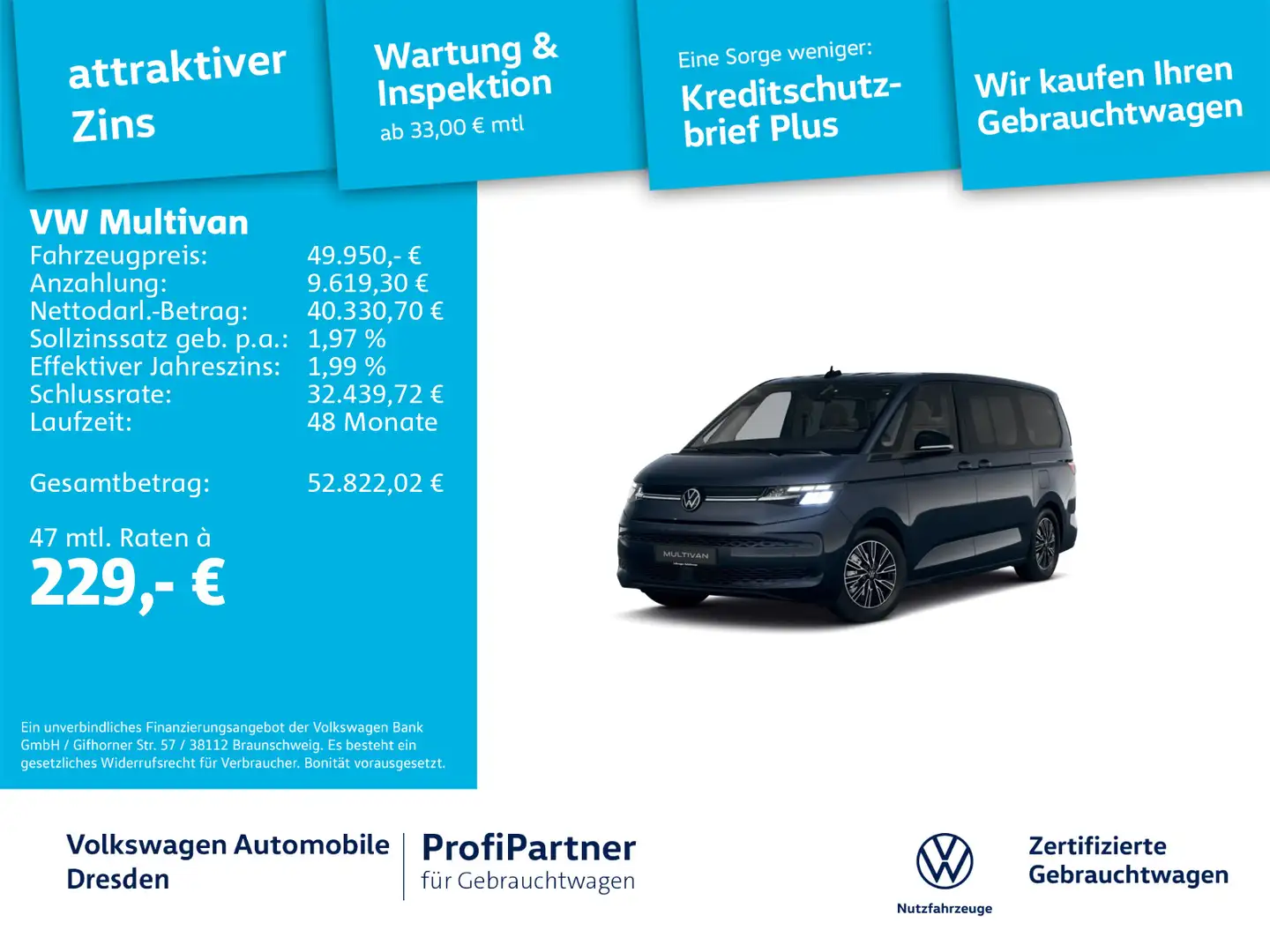 Volkswagen T7 Multivan T7 Multivan Life LANG LED NAV ACC AHZV TISCH Blau - 1