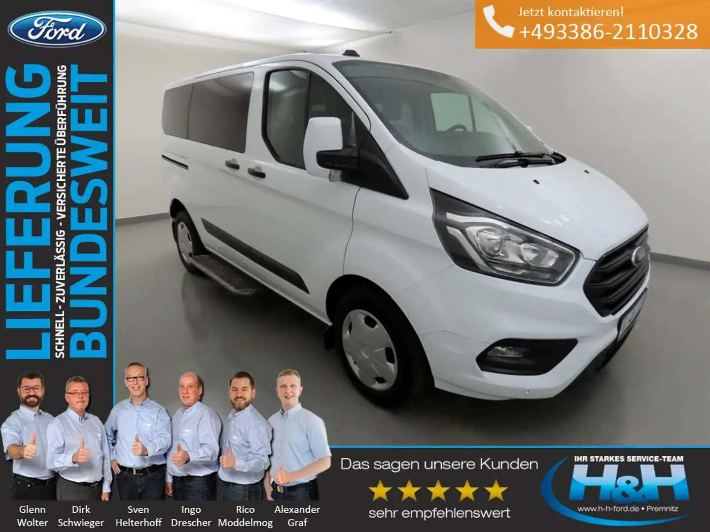 Ford Transit Custom 2.0 320 L1 Trend Kamera+Tempomat Blanc - 1