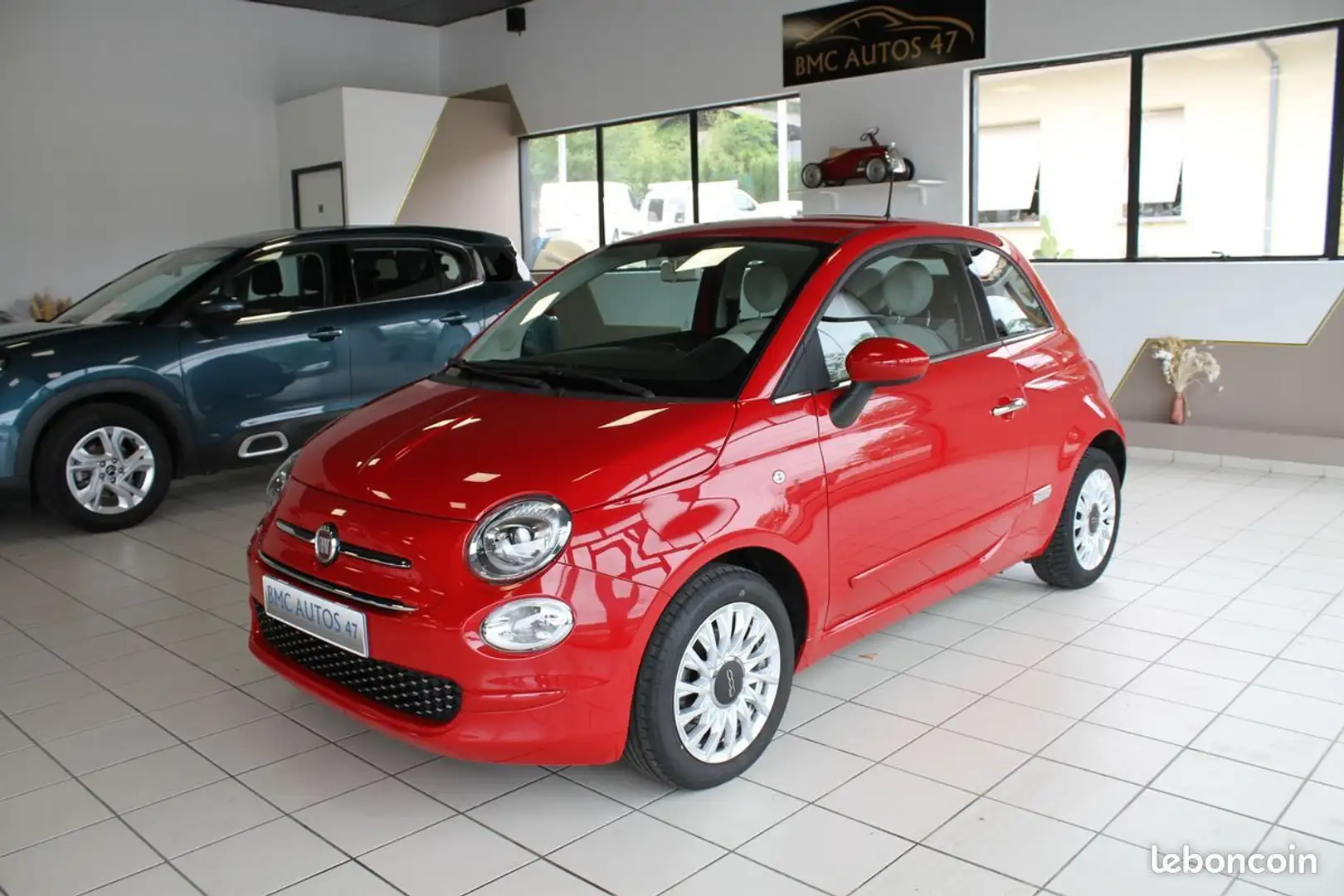 Fiat 500 1.2 69ch Eco Pack Lounge 1er Main Radar de recul Rouge - 1