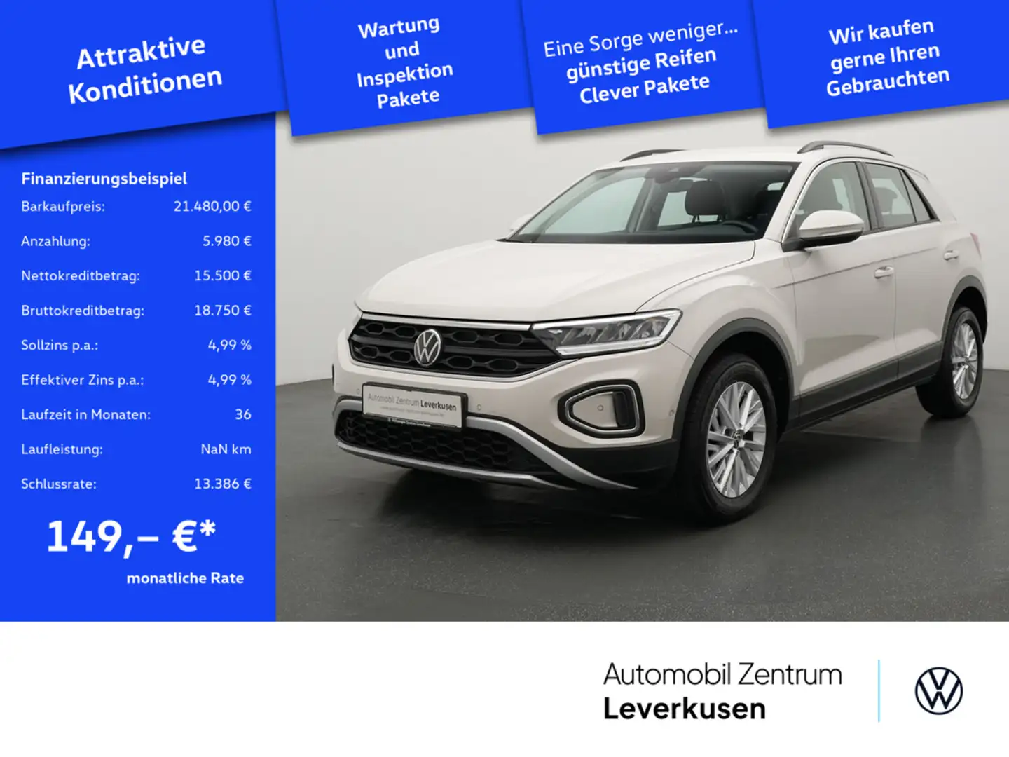 Volkswagen T-Roc Life LED KAM ACC AHK VIRT CARPLAY KLIMA Grau - 1