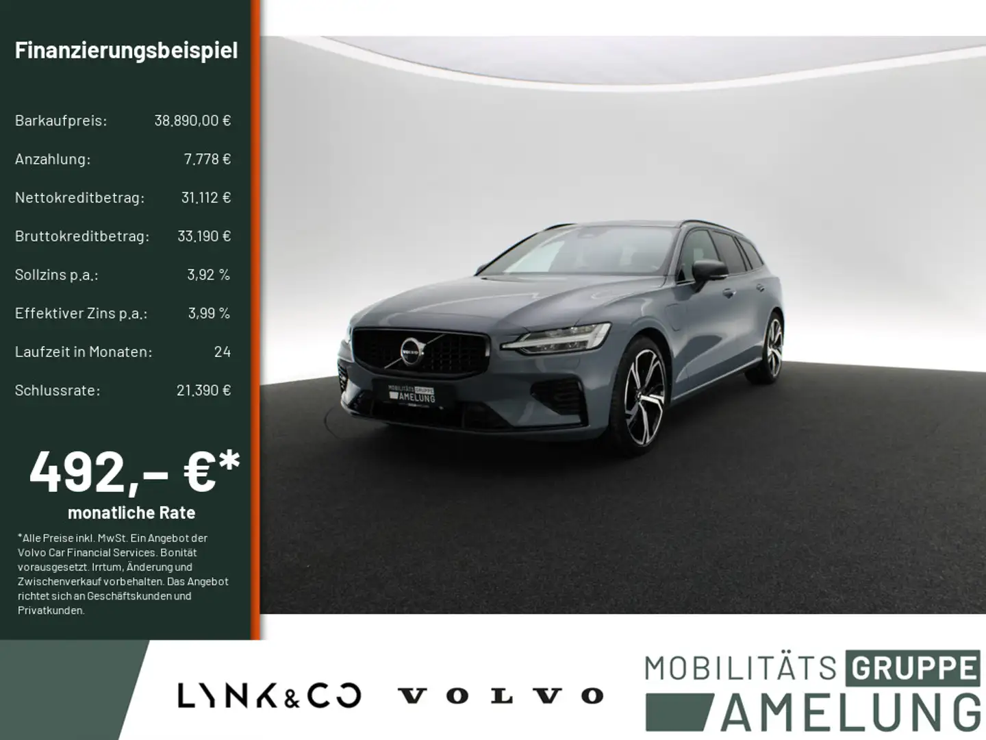 Volvo V60 T8 AWD Recharge Ultimate Dark LED 360° Grau - 1