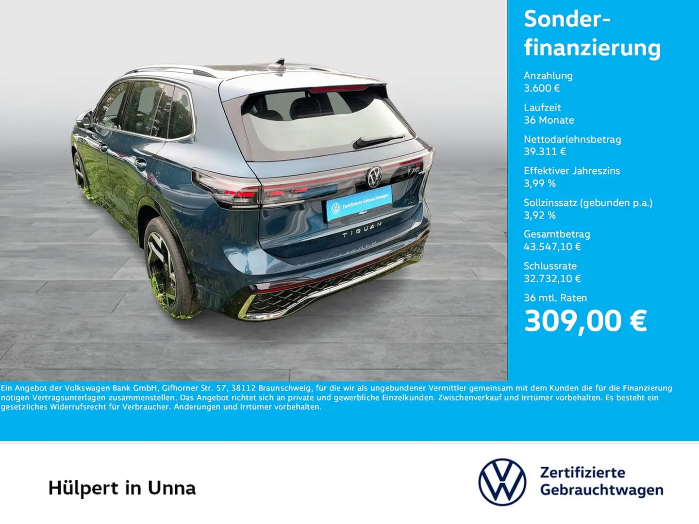 Volkswagen Tiguan 2.0 R-LINE NEUES MODELL AHK CAM ACC LM19 Blau - 1
