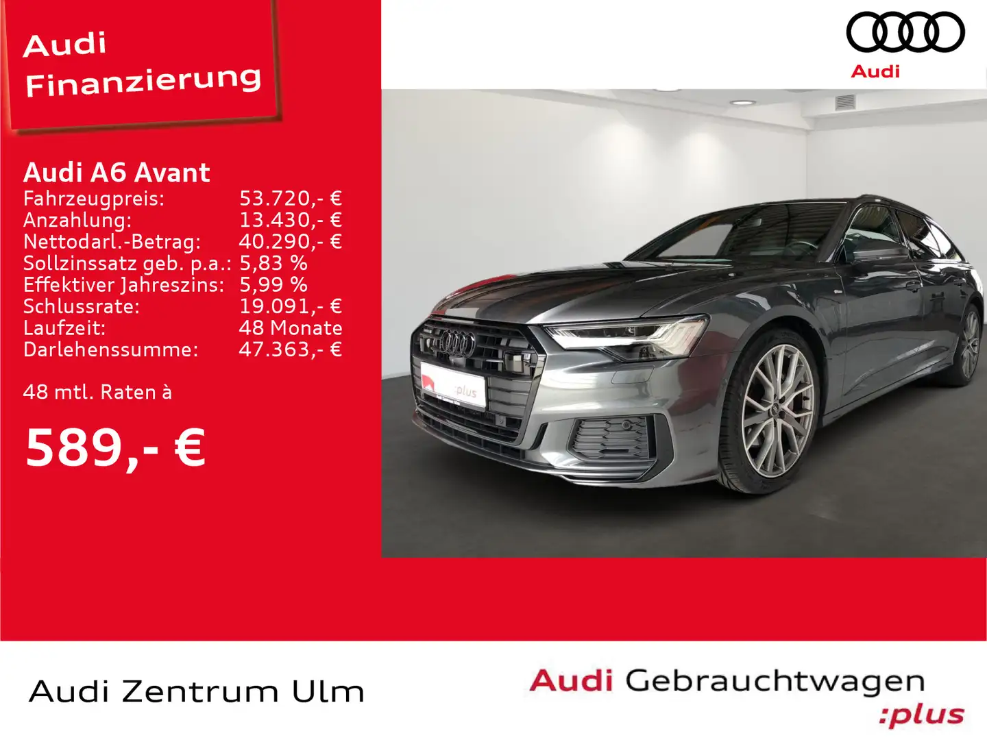 Audi A6 S-Line 50 TDI qu. AHK B&O HuD LUFT STHZ Gris - 1