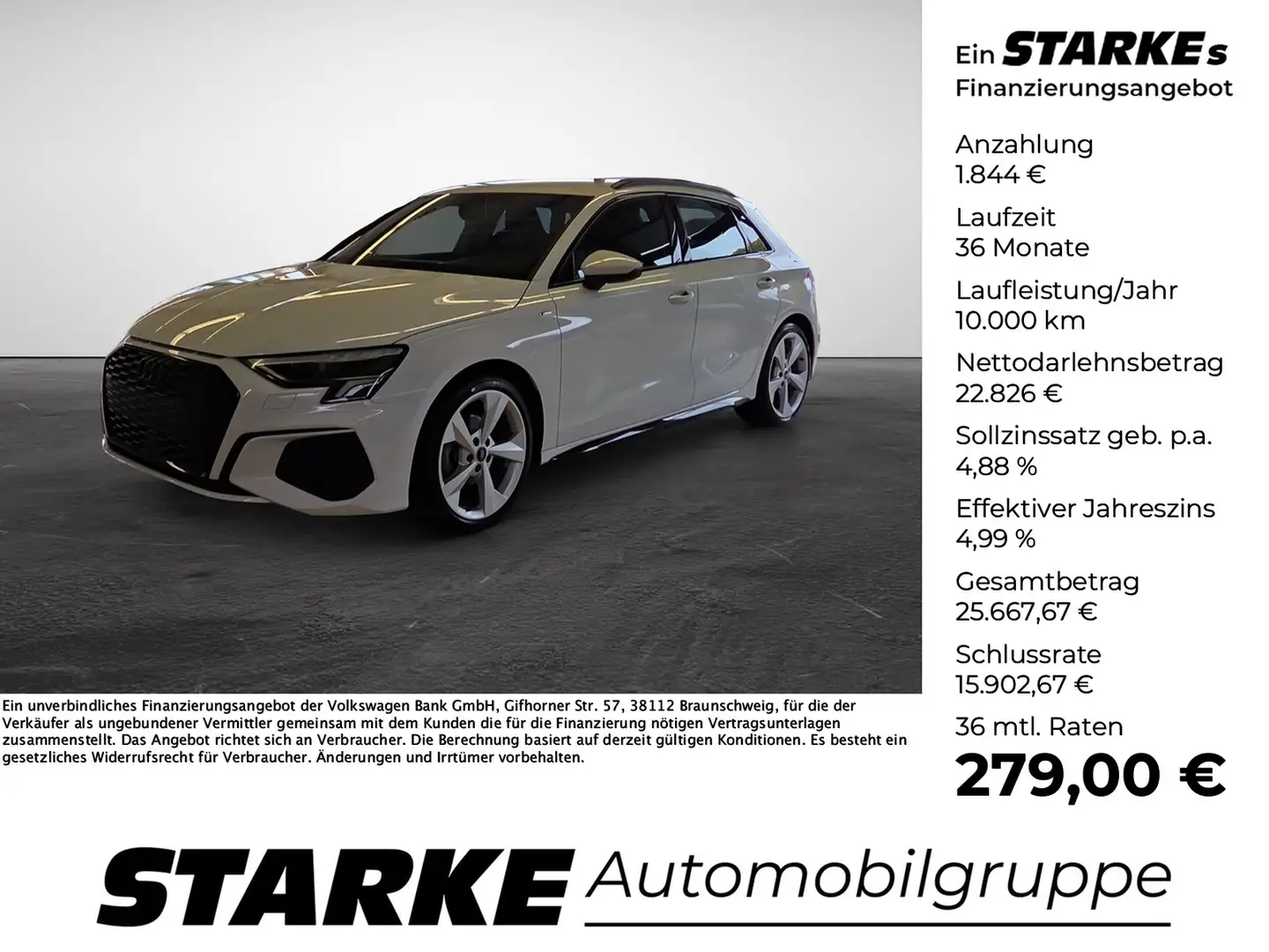 Audi A3 Sportback 30 TFSI S line LED Navi Virtual Cockp... Weiß - 1