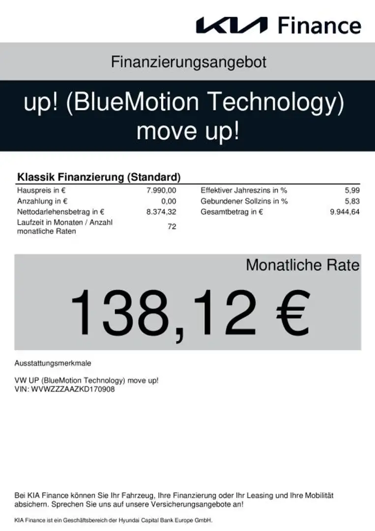 Volkswagen up! (BlueMotion Technology) move up! Rot - 2
