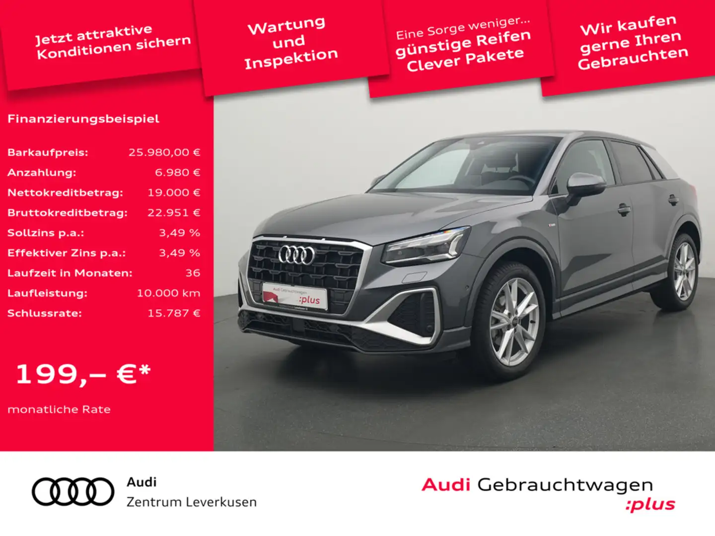 Audi Q2 S line CARPLAY PDC MATRIX VIRT STANDHZ AHK Gris - 1