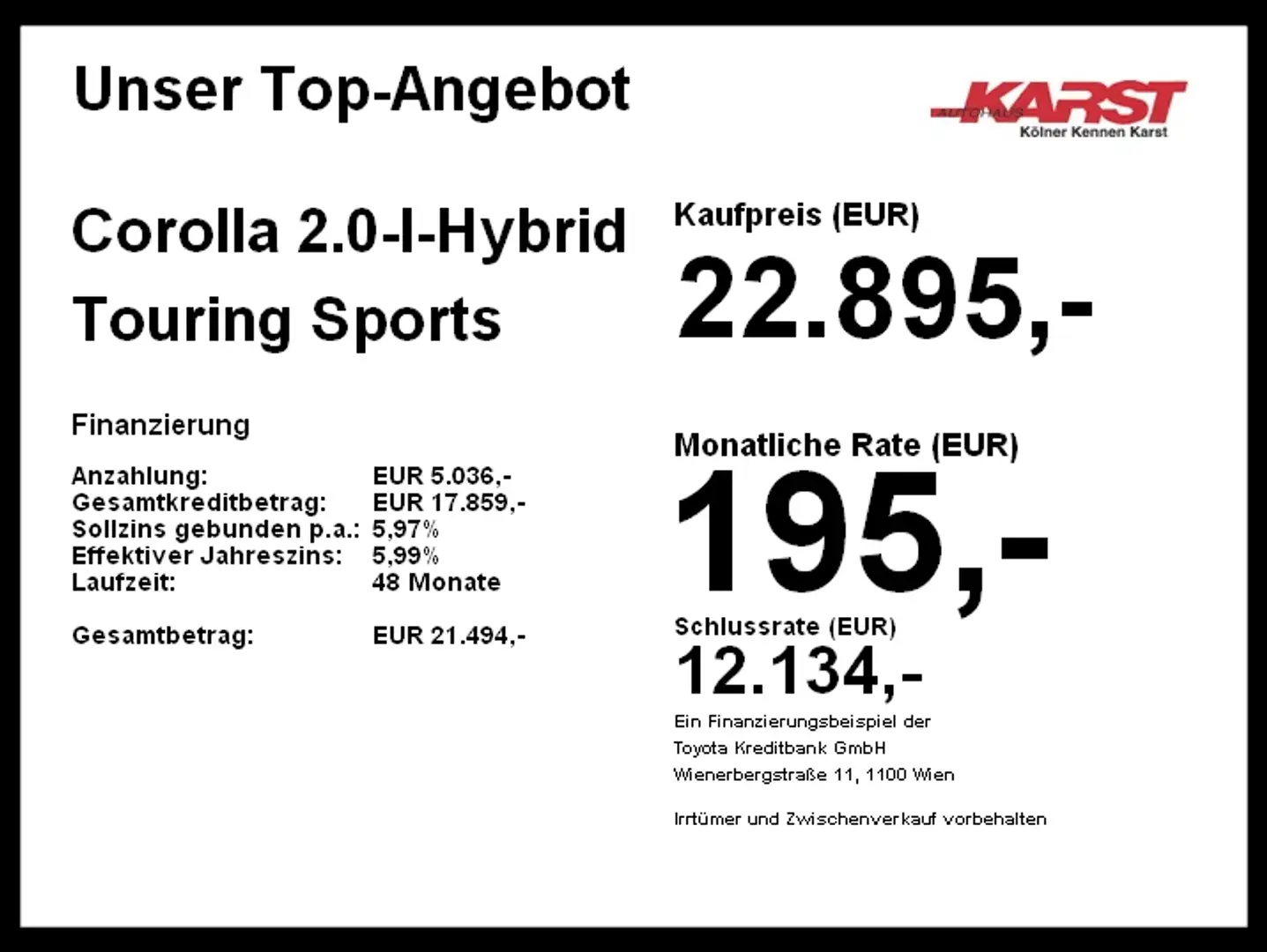 Toyota Corolla 2.0-l-Hybrid Touring Sports Kamera PDC Schwarz - 2