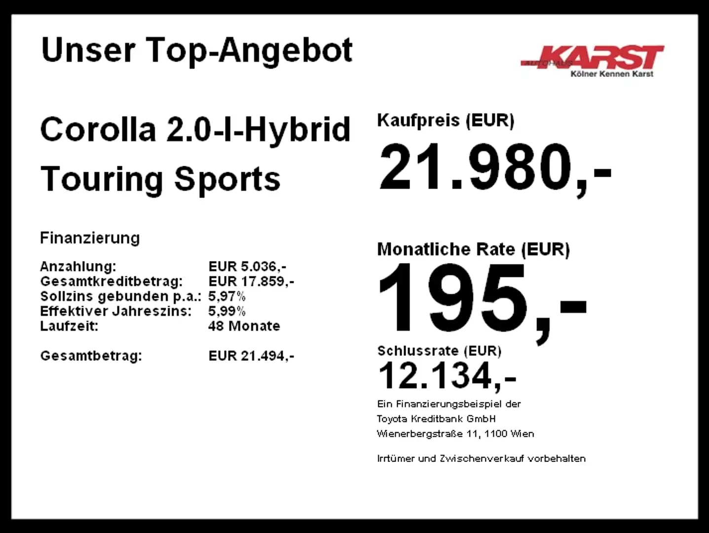 Toyota Corolla 2.0-l-Hybrid Touring Sports Kamera PDC Schwarz - 2