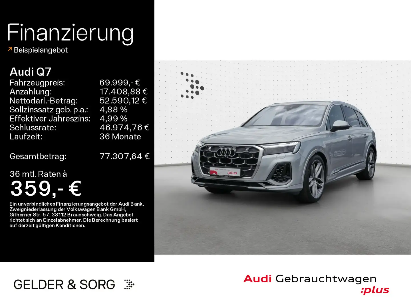 Audi Q7 SUV 55 TFSIe qu. S line Air*B&O*HuD*Pano*AHK Argent - 1