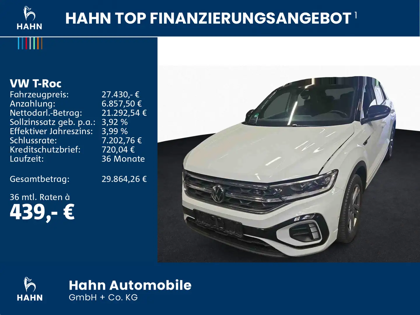 Volkswagen T-Roc 2.0TDI DSG  R-Line LED Nav AHK ACC APP CAM Weiß - 2