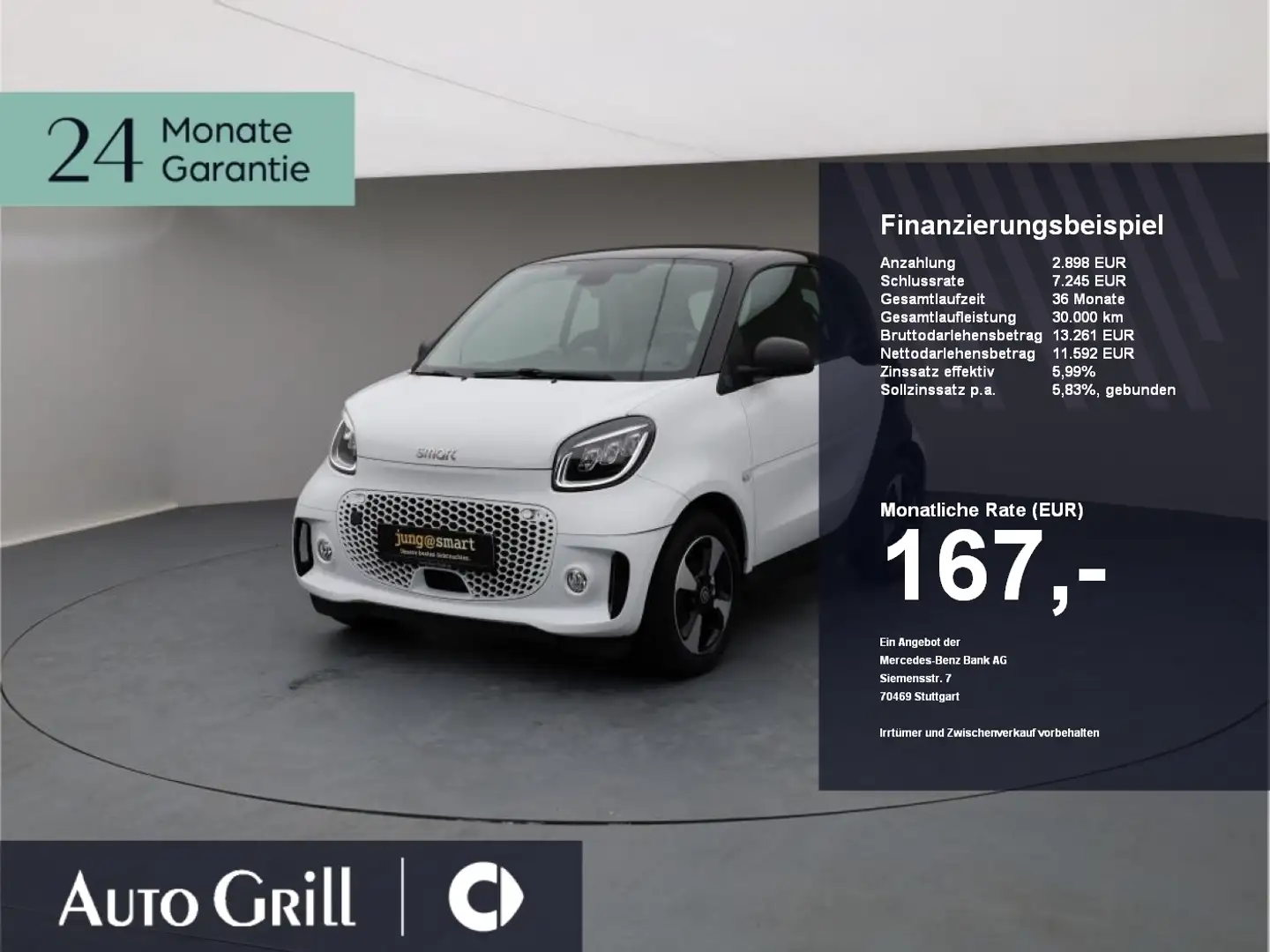 smart forTwo EQ  Exkl 22kw Pano LED Kamera 1528km Weiß - 1