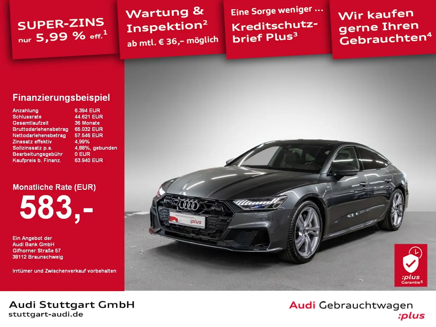 Audi A7 Sportback 50 TFSI e quattro S tronic Matrix Grau - 1