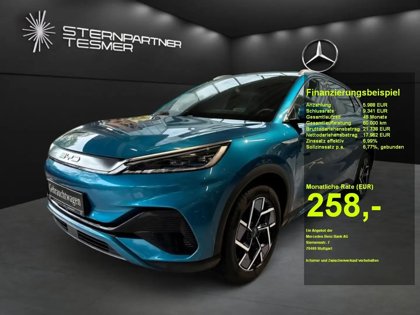 BYD Atto 3 Design +Ambiente+AUT+DAB+SHZ+Totwinkel Blau - 1