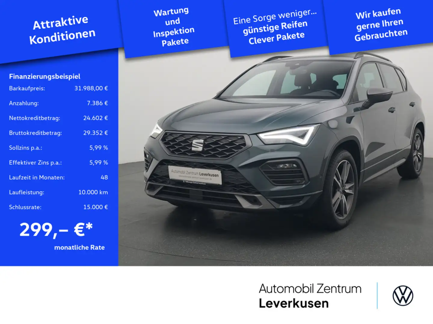 SEAT Ateca FR 2.0 TSI 4Drive ACC STANDHZ LED 360° zelena - 1