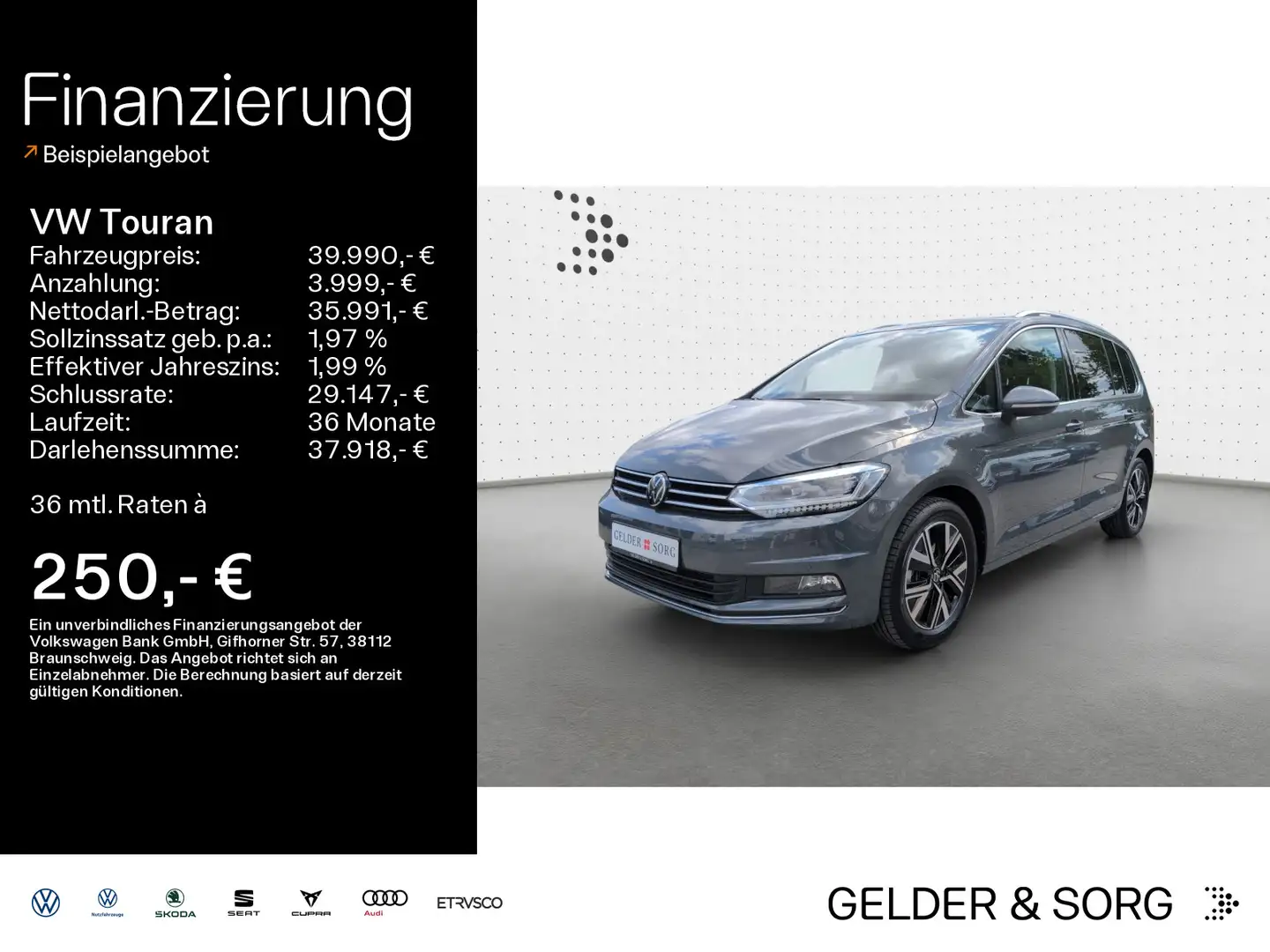 Volkswagen Touran Highline 2.0 TDI 7Sitze*Pano*RFK*AHK*Dig. Grau - 1