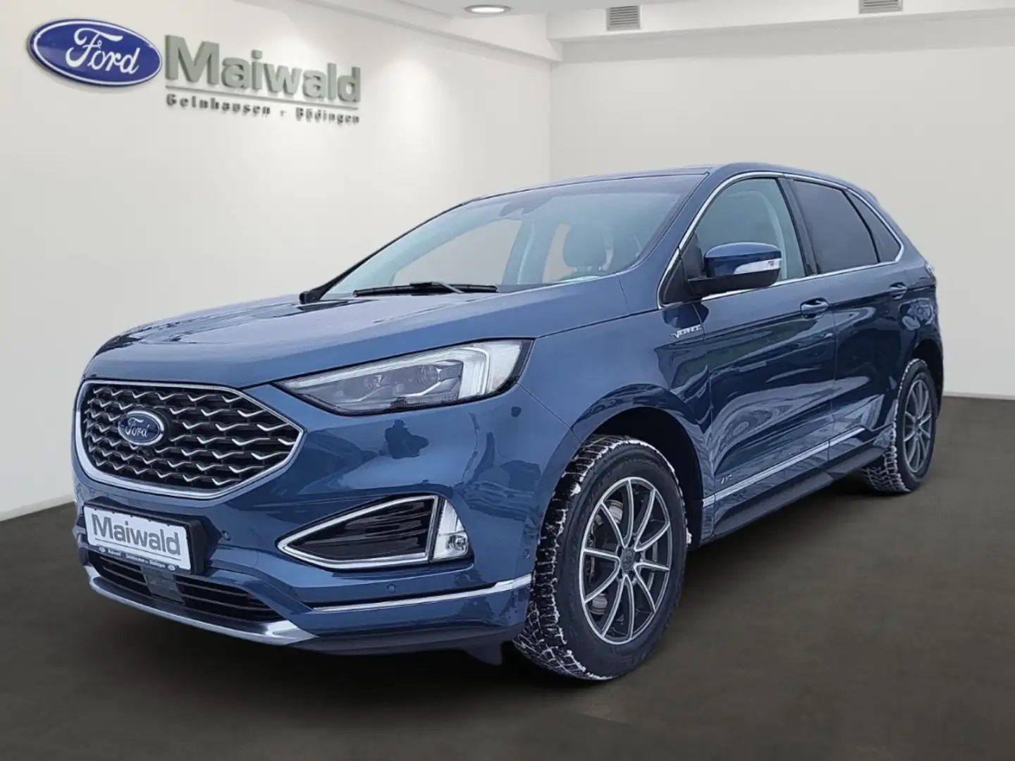 Ford Edge Vignale 4x4 AHK-abnehmbar El. Panodach Navi Leder Blau - 1