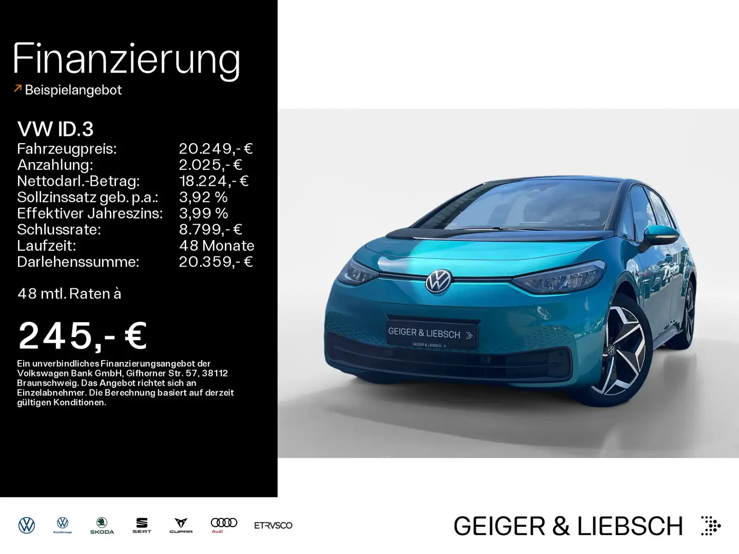 Volkswagen ID.3 Pro Performance*LED*19ZOLL*NAVI*KLIMA*PDC*S Bleu - 1