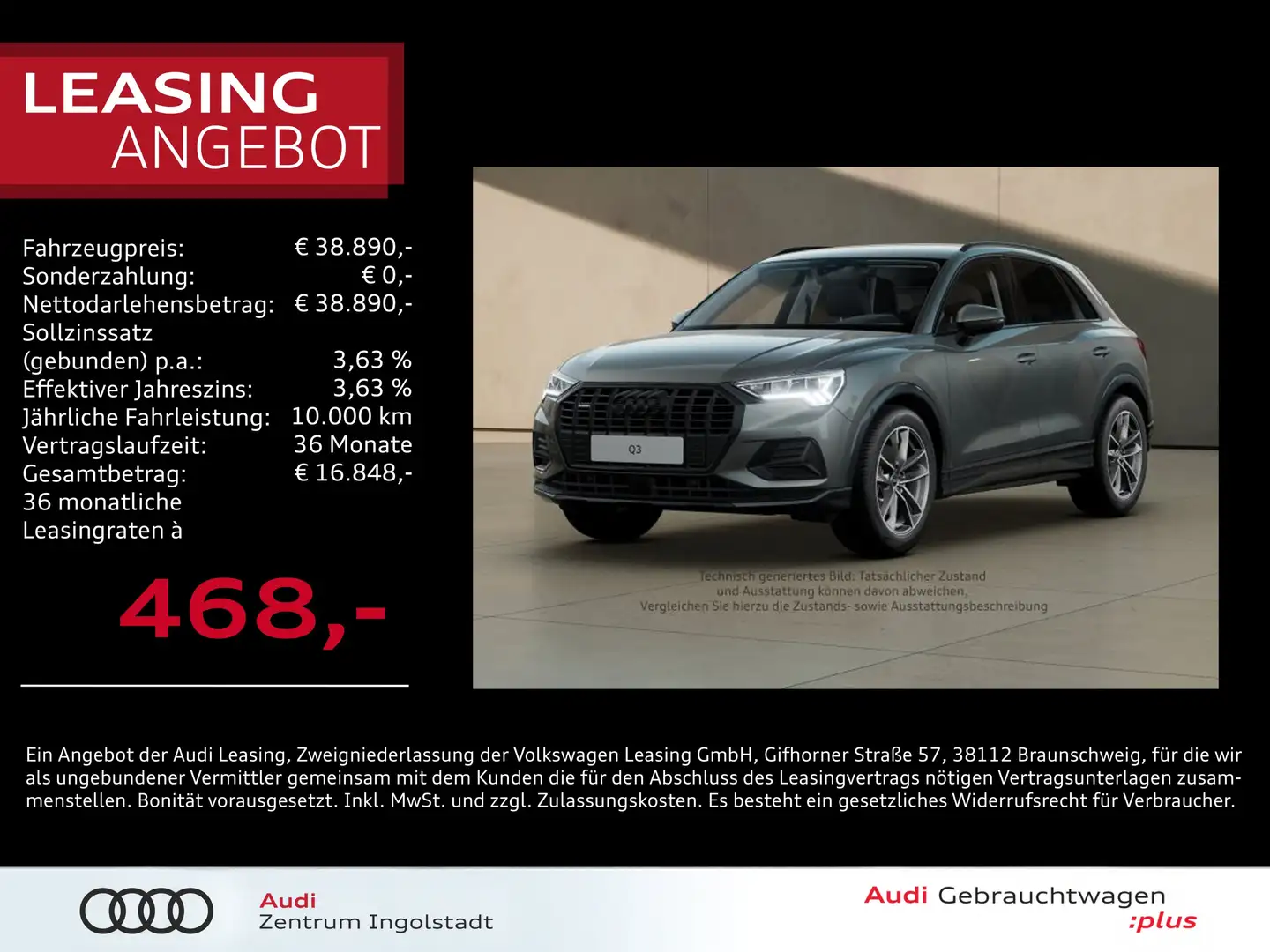 Audi Q3 40 TFSI qu LED AHK Optik-schw.+ 19" advanced Grau - 1