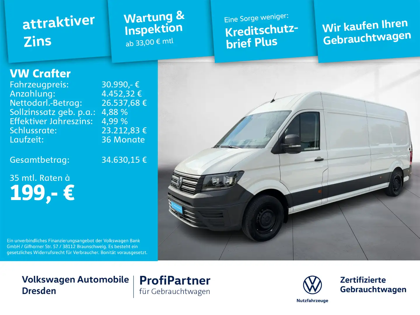 Volkswagen Crafter Kasten 35 LR+HOCH KLIMA PDC KAMERA HOLZ Blanc - 1