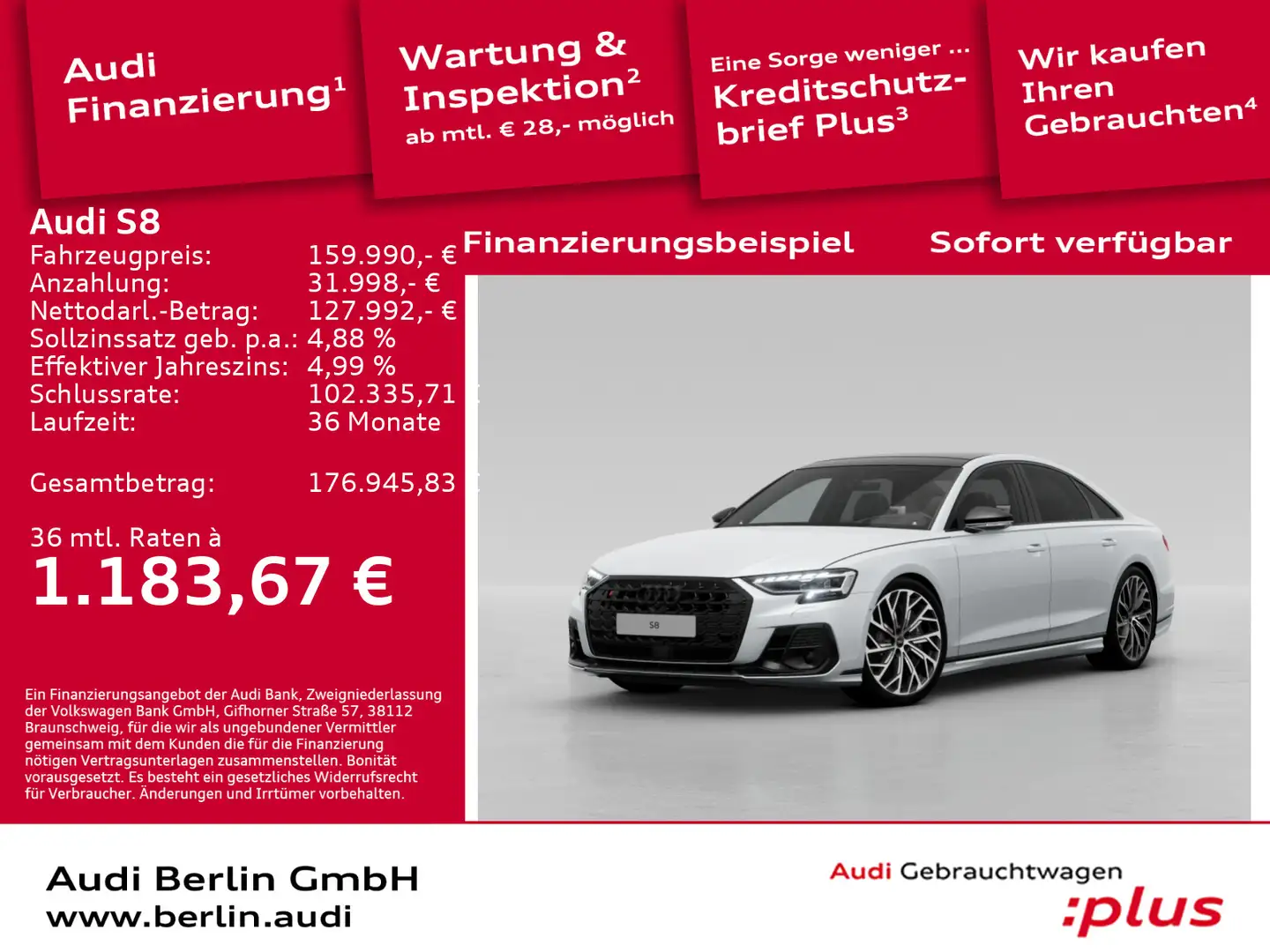 Audi S8 TFSI tiptronic Blanc - 1