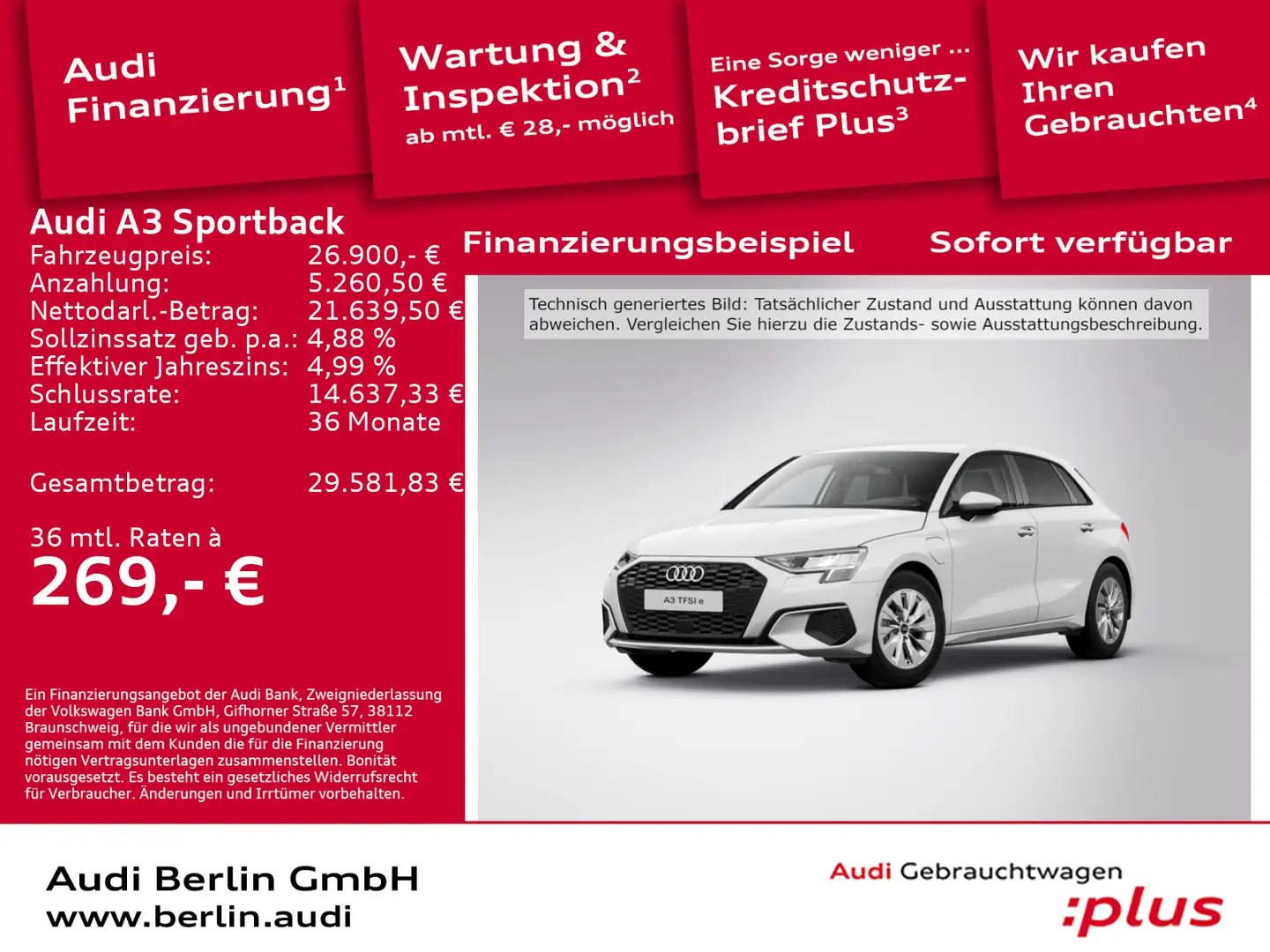 Audi A3 TFSI e 40 e S tr. LED NAVI VIRTUAL Weiß - 1