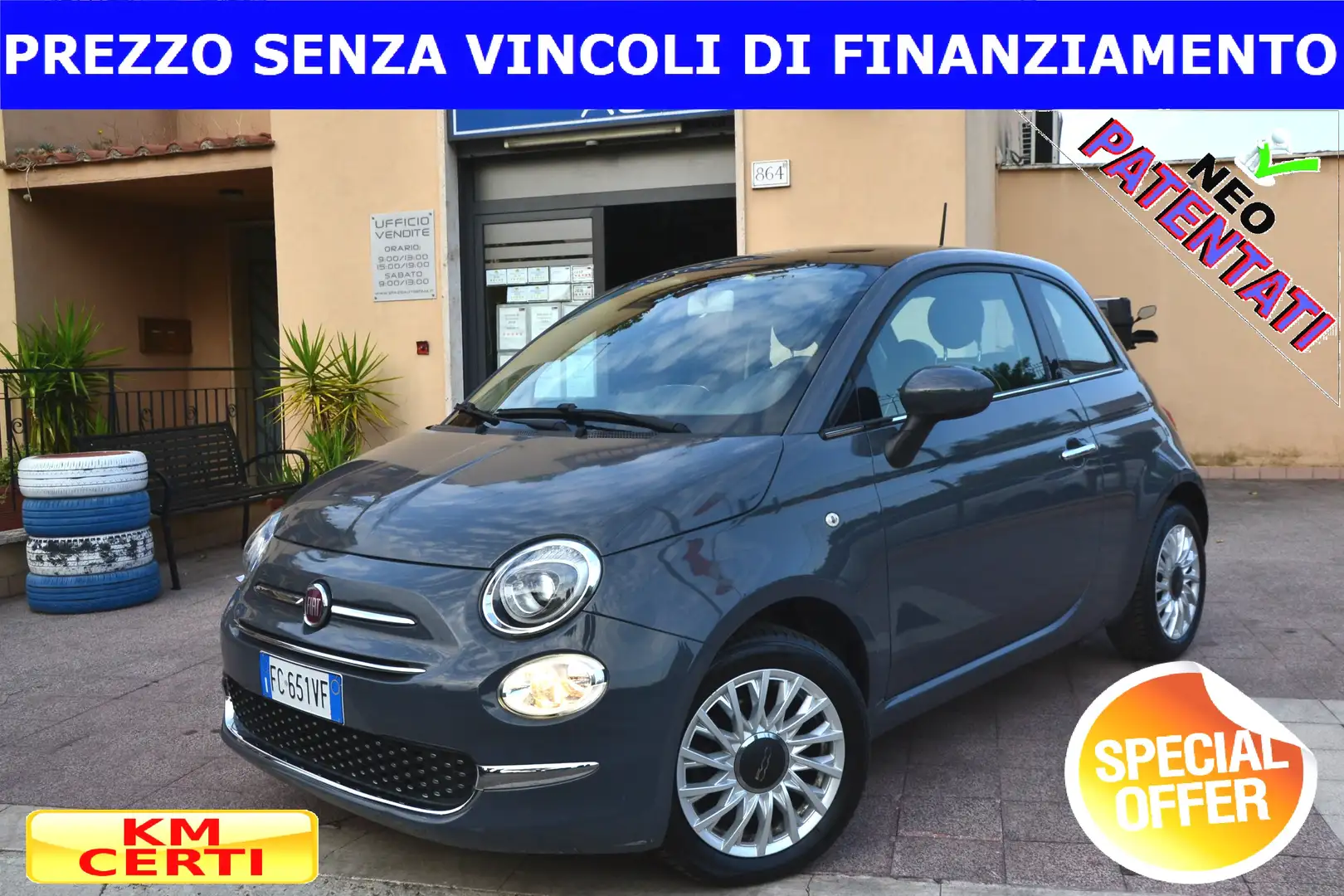 Fiat 500 1.2 69CV LOUNGE **PREZZO VERO**OK NEOPATENTATI** Gris - 1