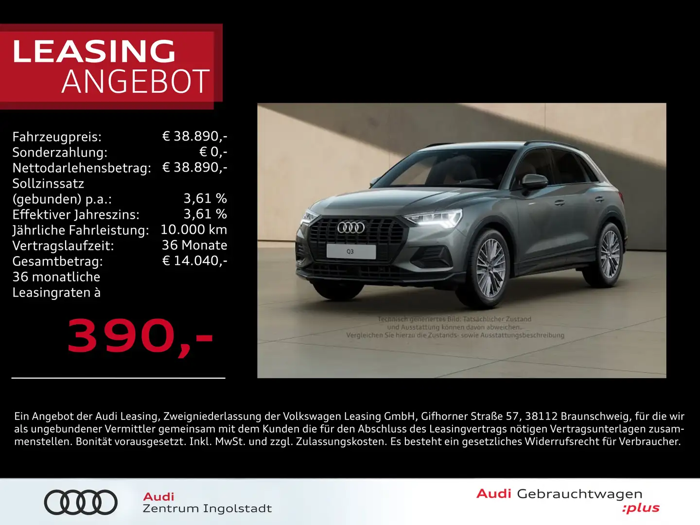 Audi Q3 35 TDI LED AHK ACC NAVI Optik-schw. advanced Szürke - 1