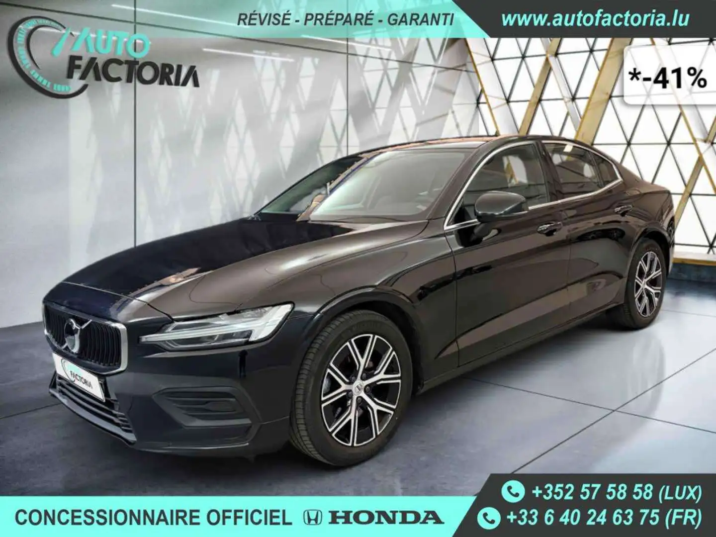 Volvo S60 -41% B4 MHEV 197cv BVA +GPS+CAM+LED+CLIM+Options Noir - 1