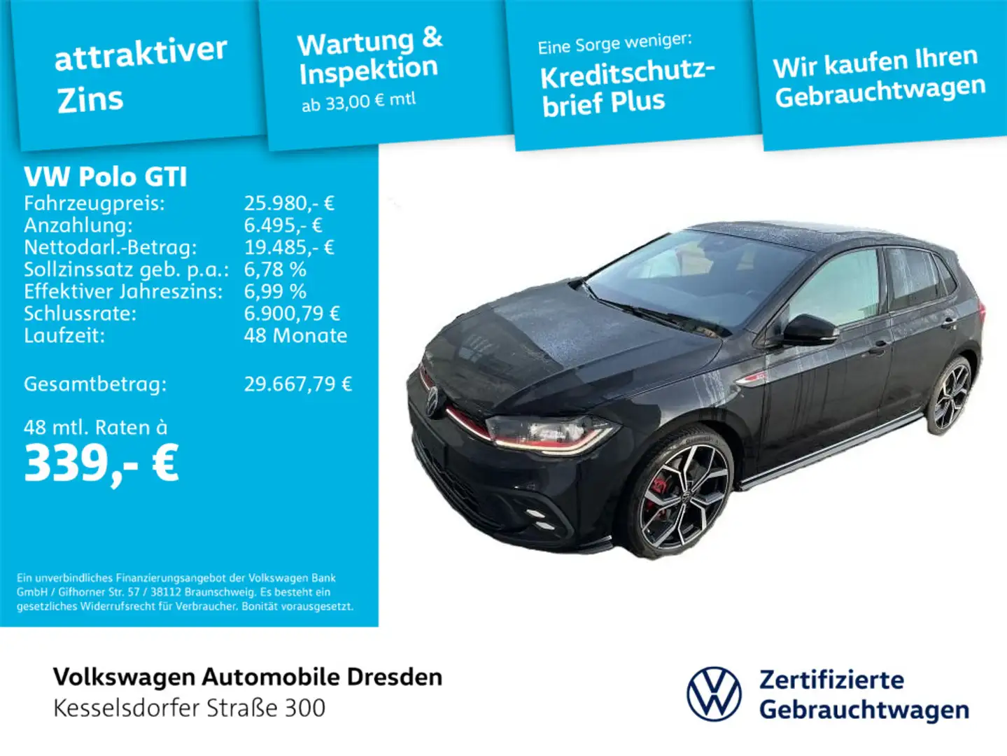 Volkswagen Polo GTI 2.0 TSI DSG LED Sitzhzg.DAB Schwarz - 1