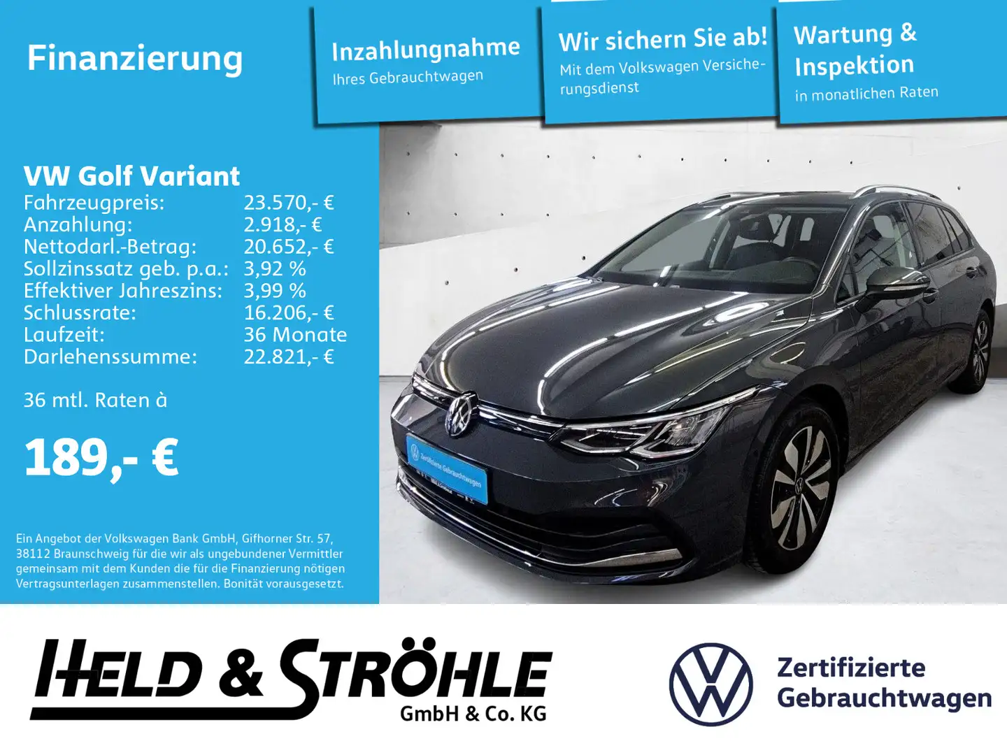 Volkswagen Golf Variant MOVE 1.0 TSI AHK LED NAV PDC SHZ Grau - 1