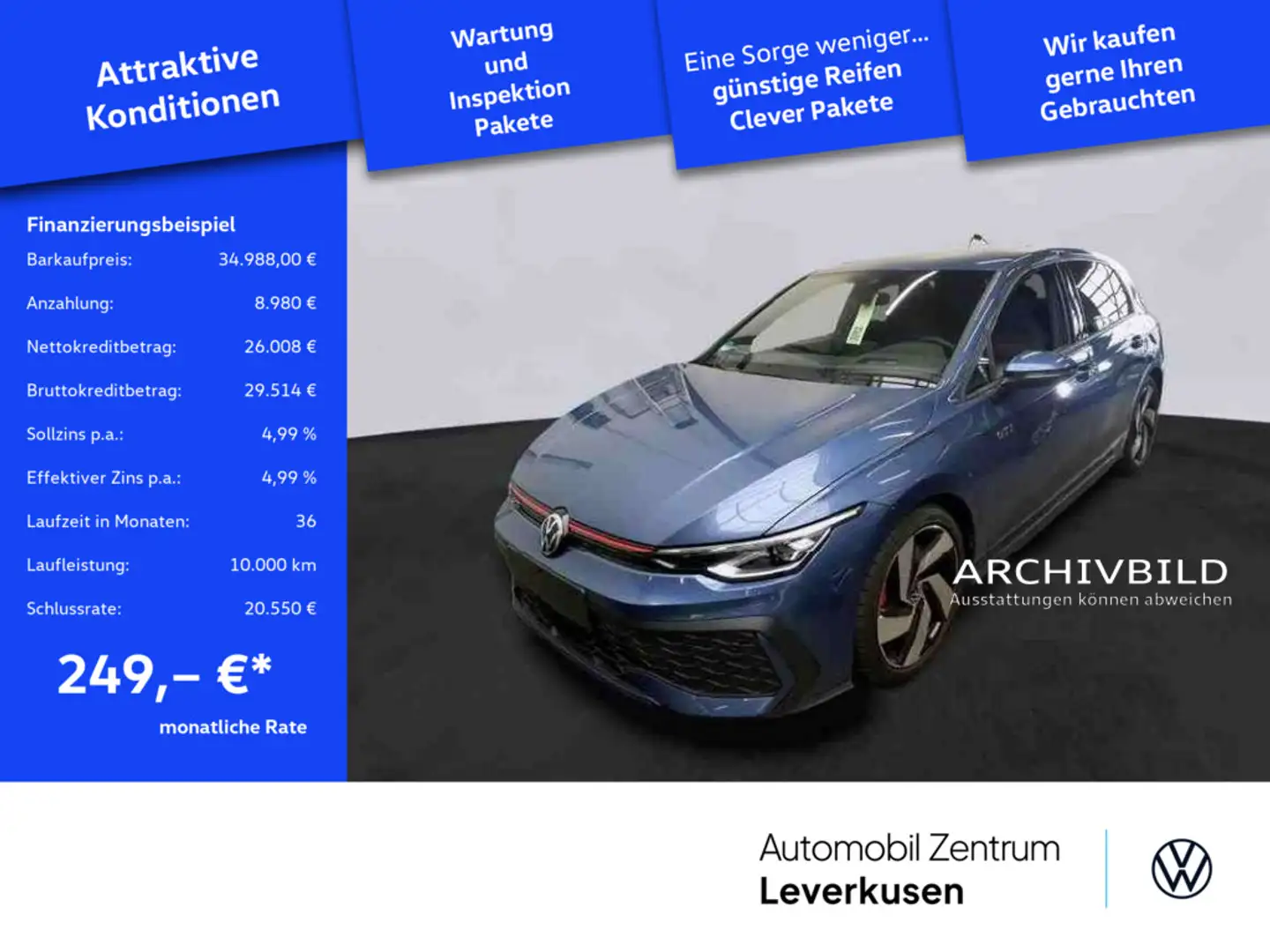 Volkswagen Golf VIII GTI NAVI VIRT HUD ACC KAM CARPLAY S Blau - 1