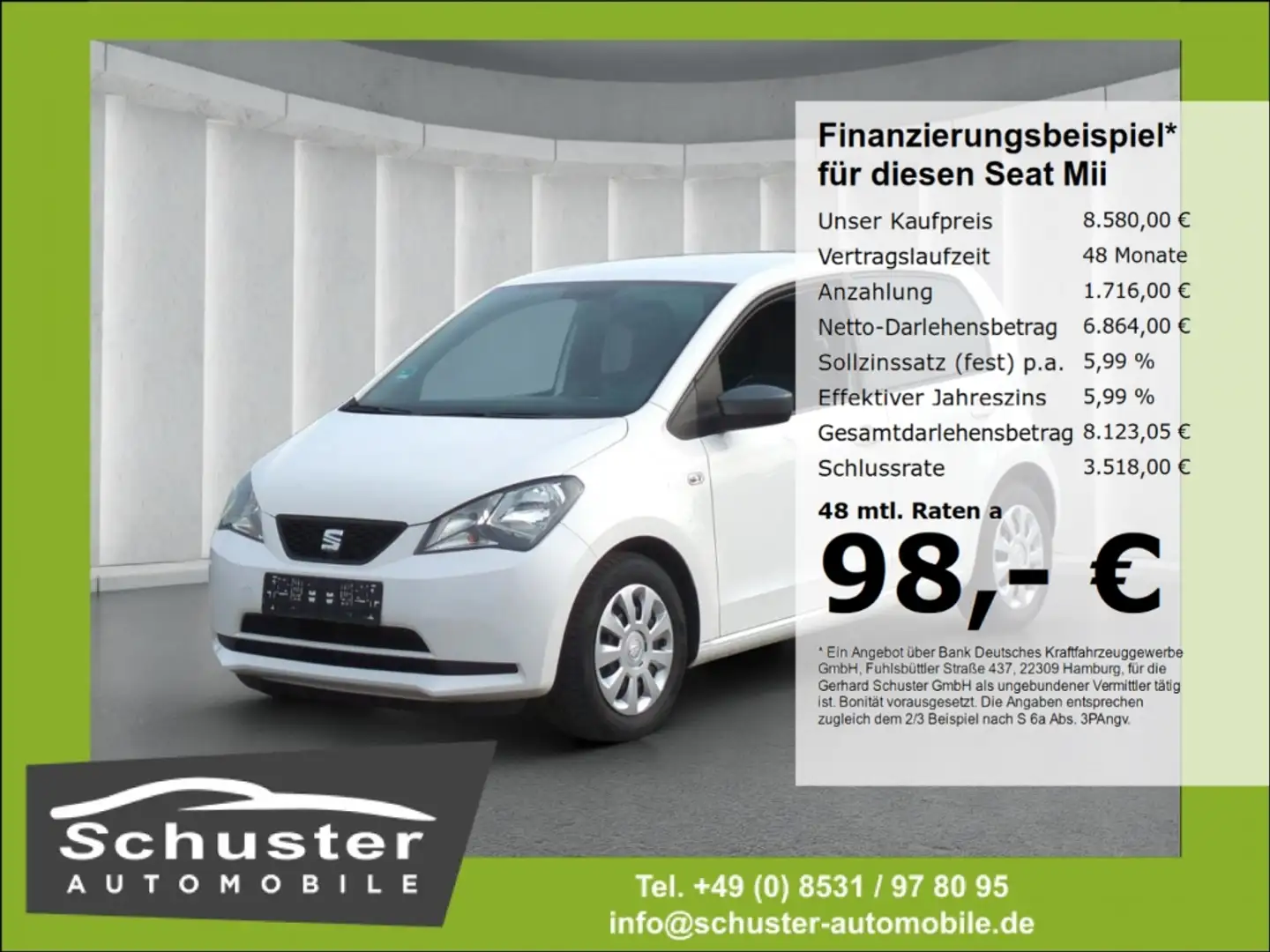 SEAT Mii Chic 1.0*SHZ Beats Bluetoo Klima Sport-Fahrw Weiß - 1